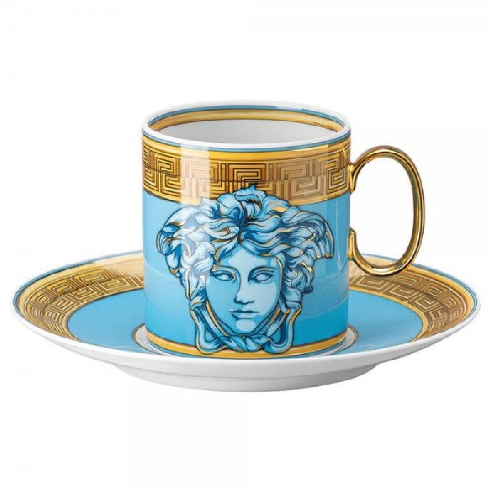 Versace Tasse by Rosenthal Kaffeetasse mit Untertasse Medusa Amplified Blau Coin (2-