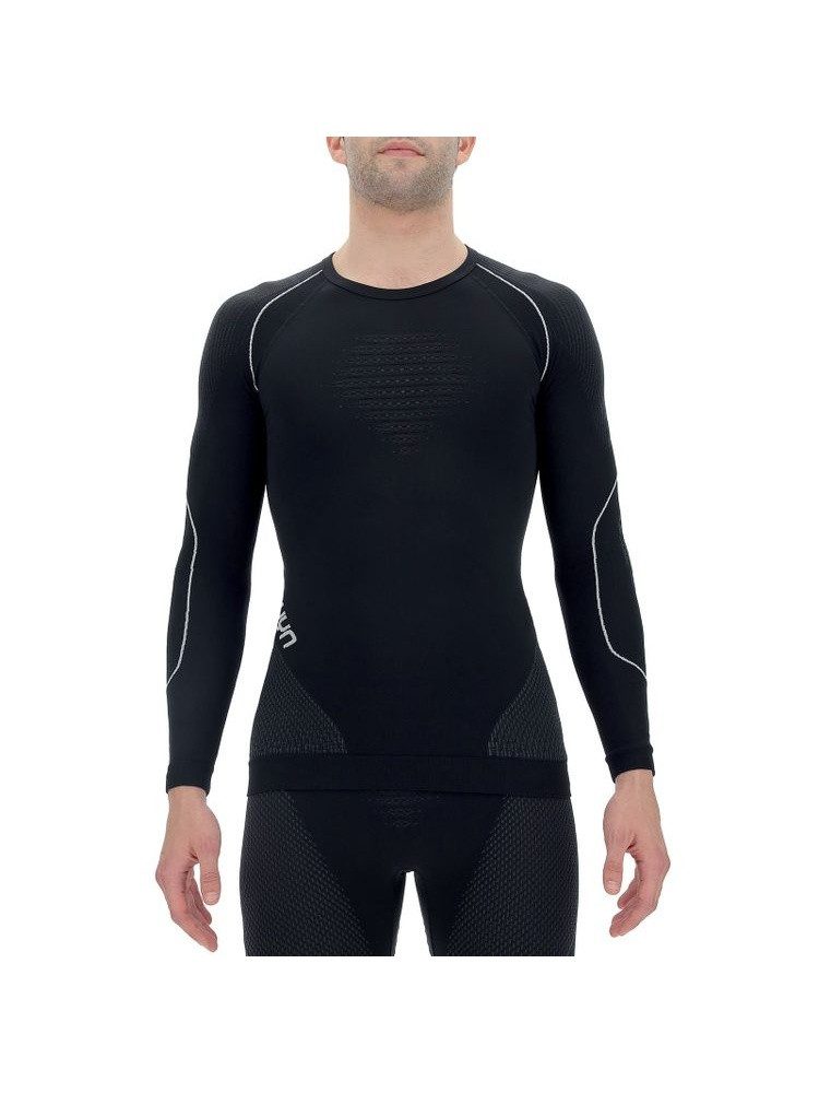 UYN Langarmshirt Evolutyon Round-Neck enganliegend Unterwäsche schwarz/anthrazit Herren