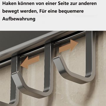 PFCTART Hakenleiste Hakenleiste Küche 30/40/50cm,Küchenhalterung ohne Bohren, (Aluminium küche Hakenleiste, Matte Oberfläche, Schwarz)