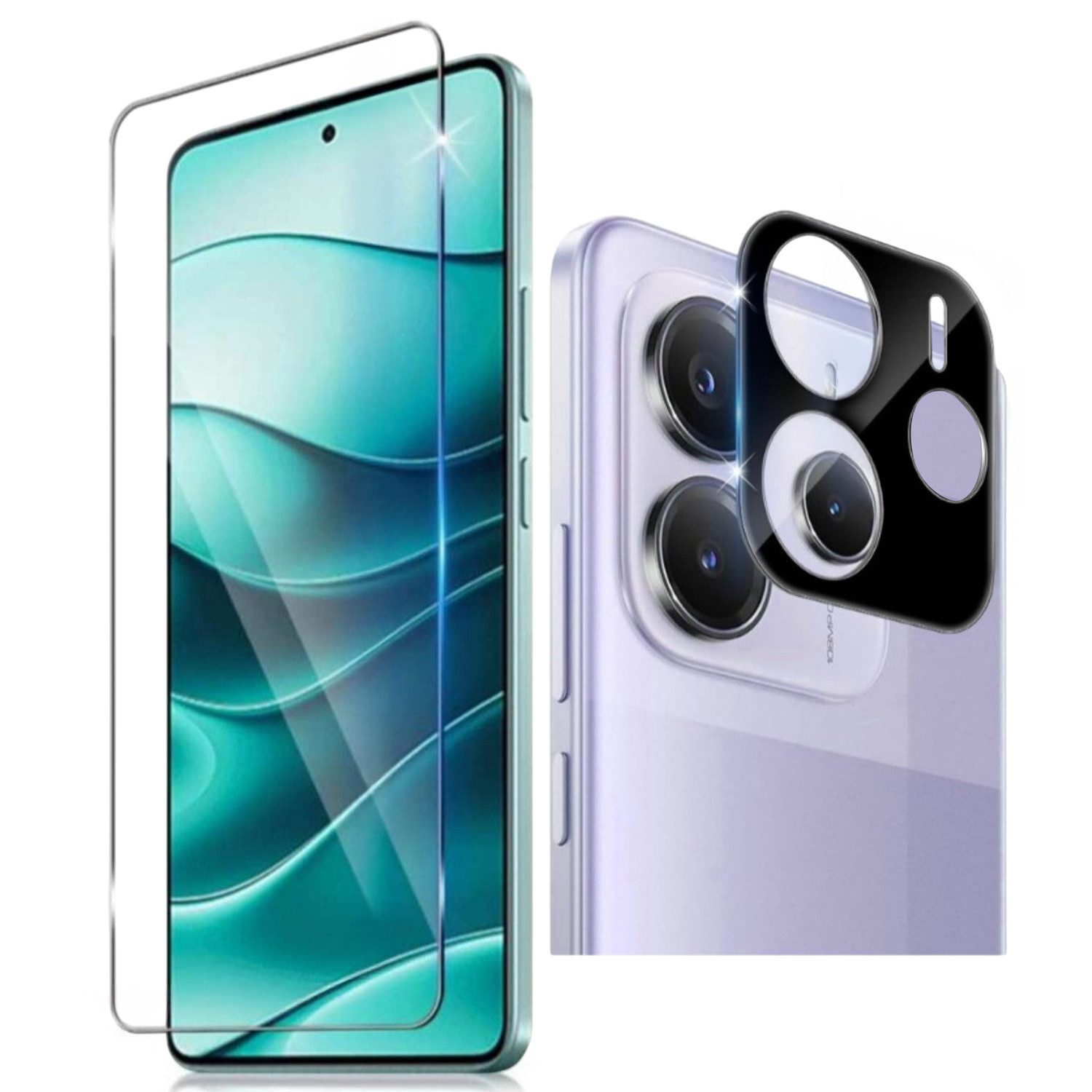 CLM-Tech Displayschutzfolie 1x für Xiaomi Redmi Note 14 4G, 2er Set Kameraglas Panzerglas Displayschutz 9H Glas Folie, 2 Stück, Anti-Fingerabdruck und blasenfreie Anbringung