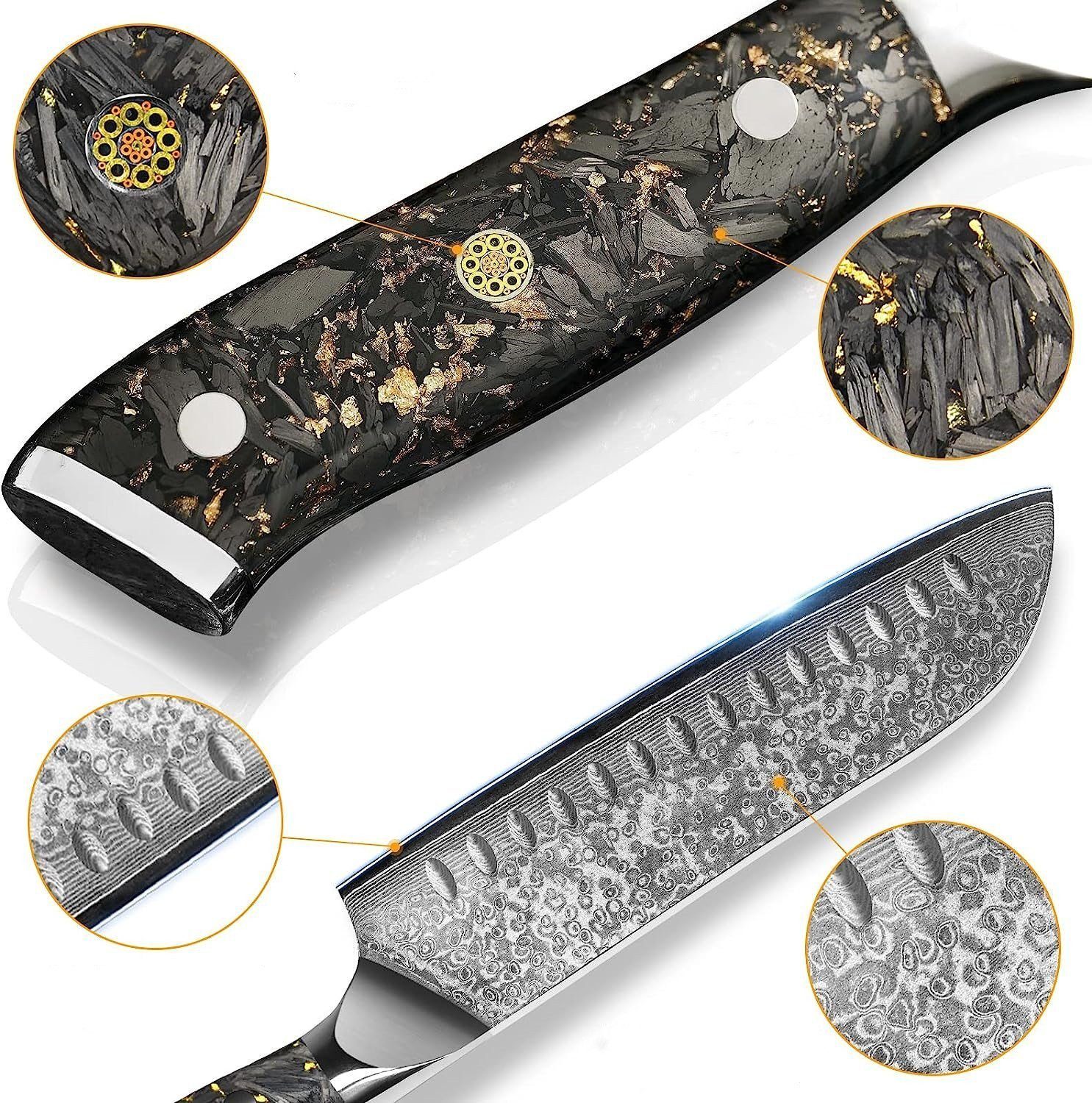 Santoku-Messer Küchenmesser Klingen Damaststahl Damastmesser KingLux 18cm