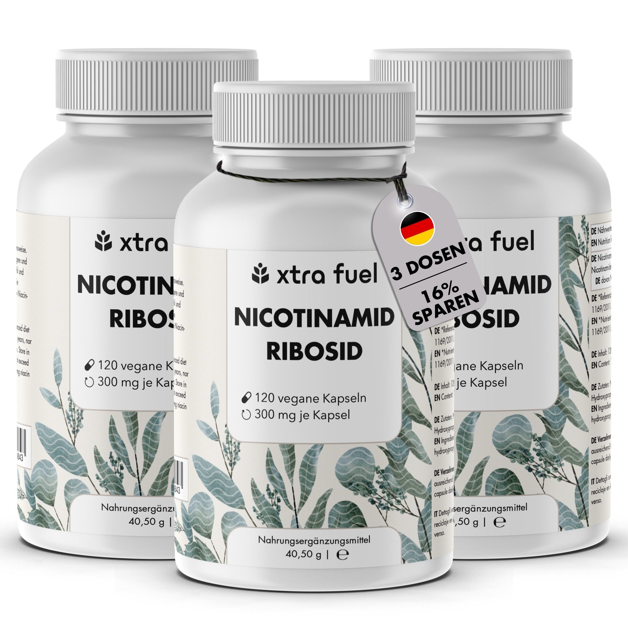 XTRA FUEL Nicotinamid Ribosid 300 - NAD+ Vorstufe - Niacin für Zell-Energie* Kapsel, 121.5 g