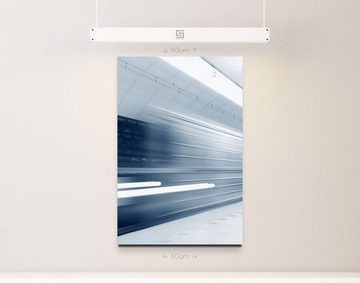 Sinus Art Leinwandbild Abstrakte Fotografie  U-Bahnstation mit schnellem Zug - Leinwandbild