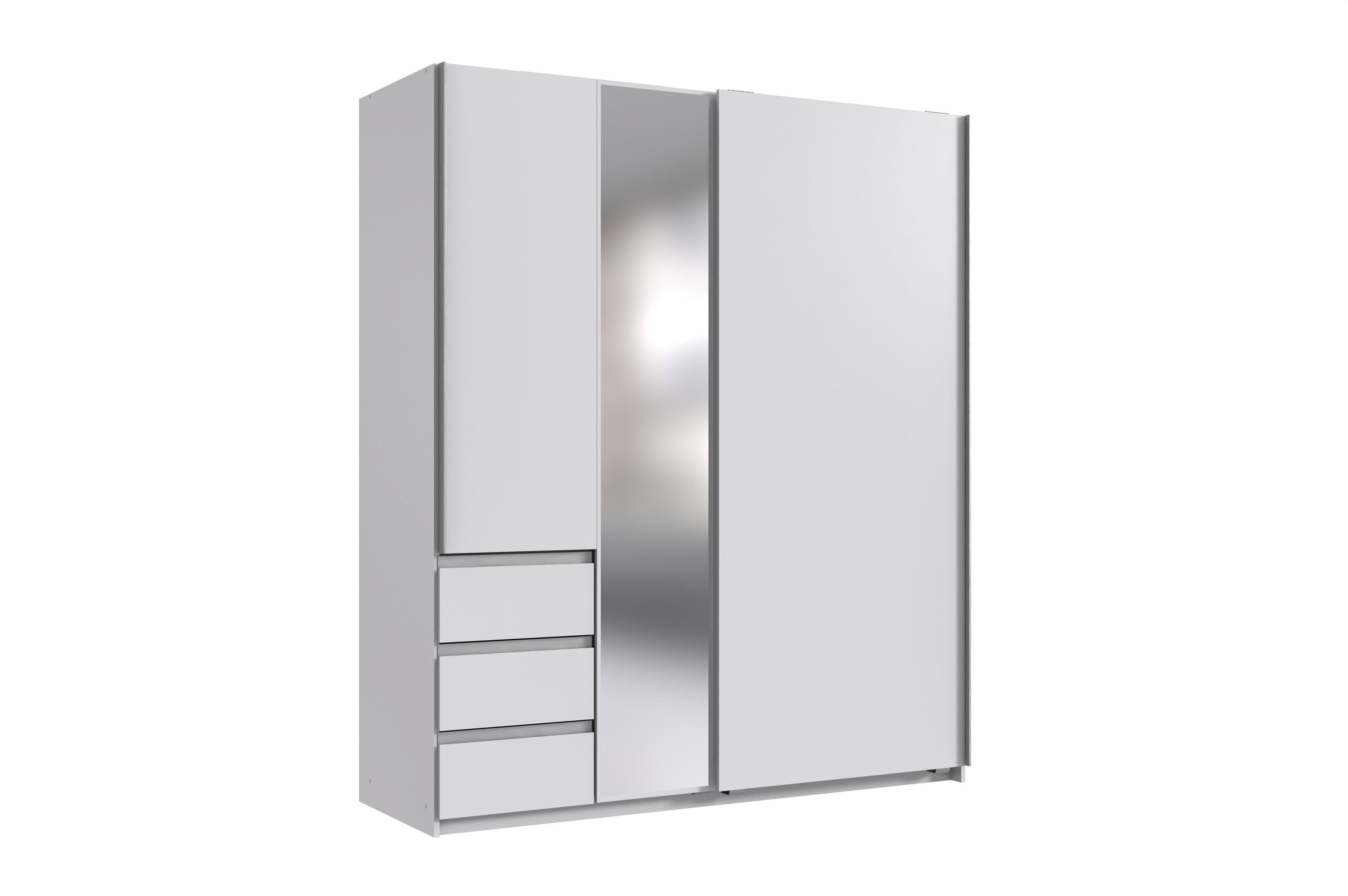 freiraum Schwebetürenschrank Stade in WEISS und Spiegel - 168x198x63cm (BxHxT)