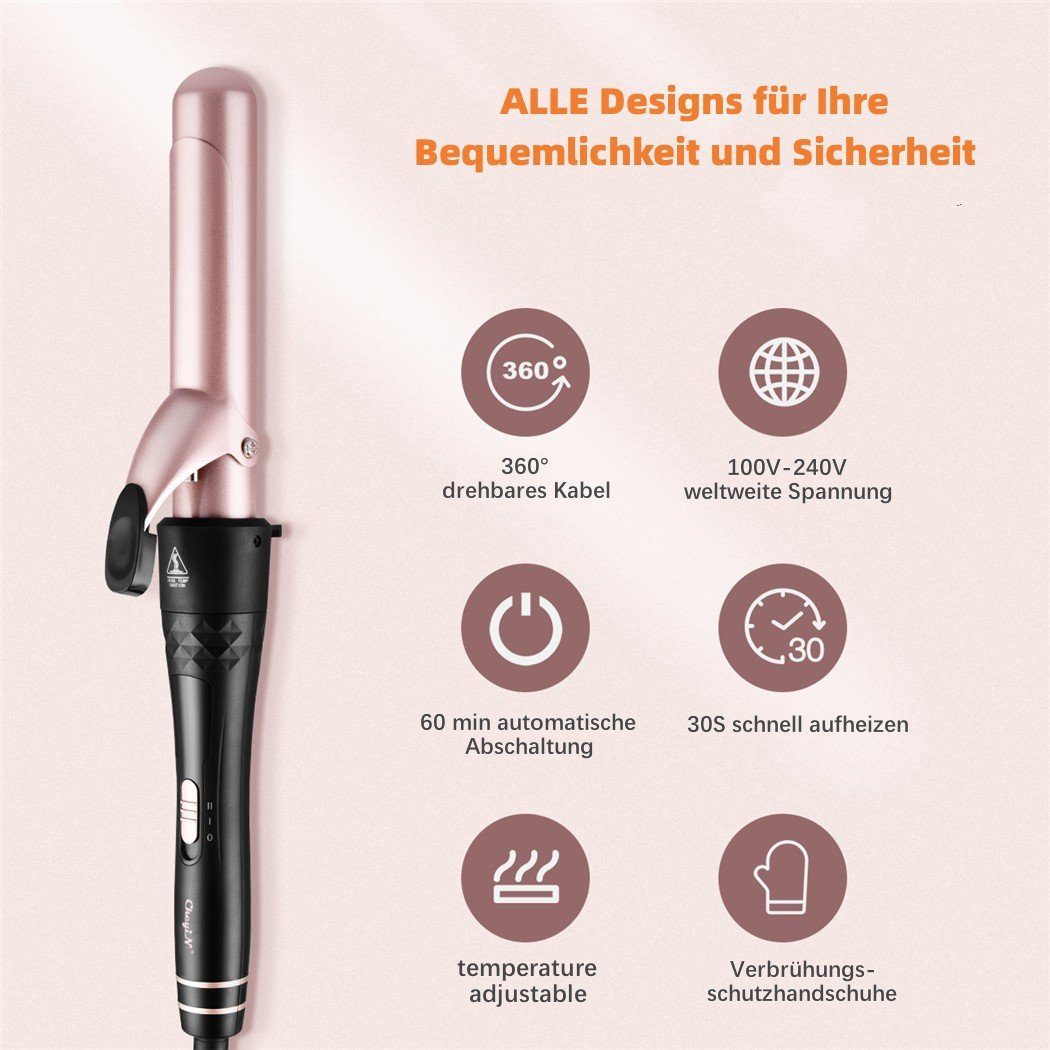 OKWRAP Thermal Brush Set 4in1 - Lockenstab Mit Aufsätzen 9-38mm LCD Display