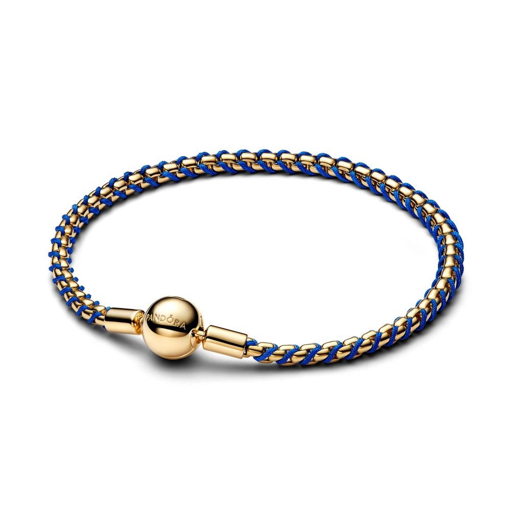 Pandora Bettelarmband Pandora Moments Blaue Kordel Schlangen Gliederarmband 563816C02-17