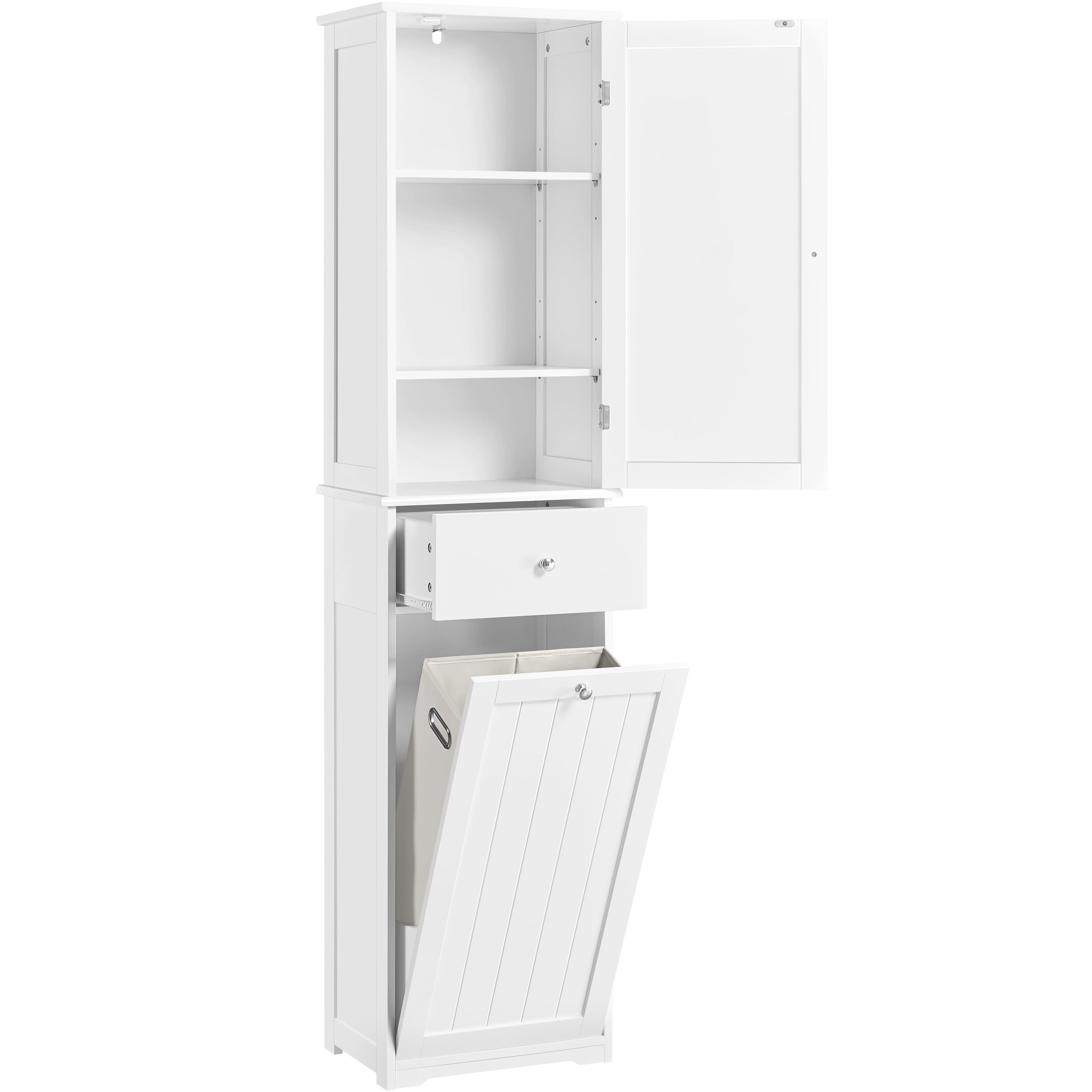 Yaheetech Hochschrank Badezimmerschrank mit Wäschekorb Schmaler Badschrank günstig online kaufen