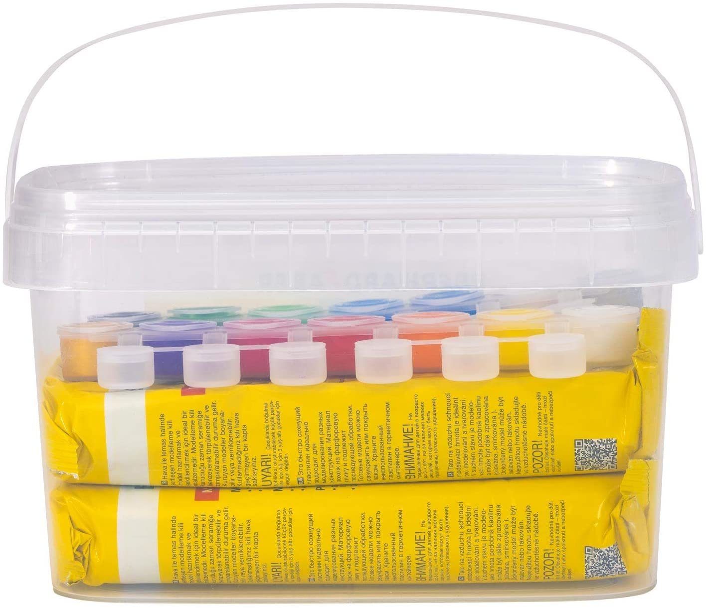 Eberhard Faber Modelliermasse EFA PLAST classic Kids 2kg weiß im Eimer inkl. 14 Farben (Spar-Set), Ideal für Ostern zum Basteln
