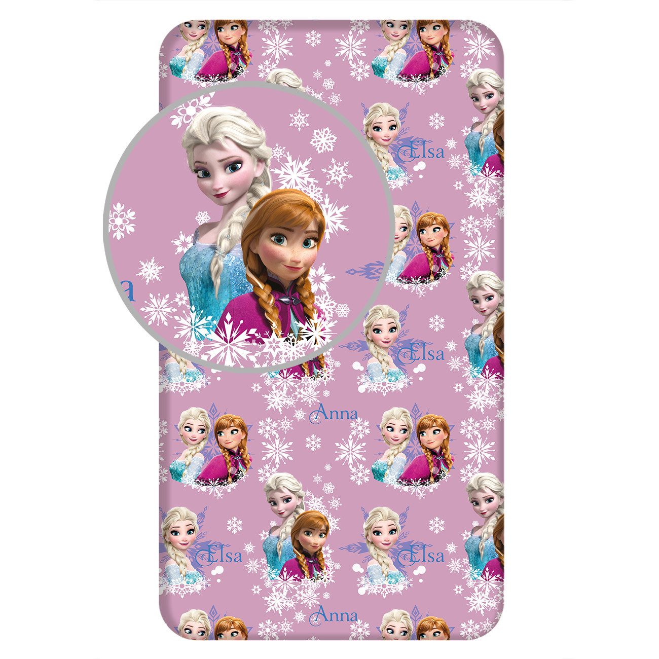 Disney Frozen Spannbettlaken Die Eiskönigin Größe: 90 x 200 cm 100 % Baumwolle Rosa, Baunwolle, Gummizug: an den Ecken, (1 Stück)