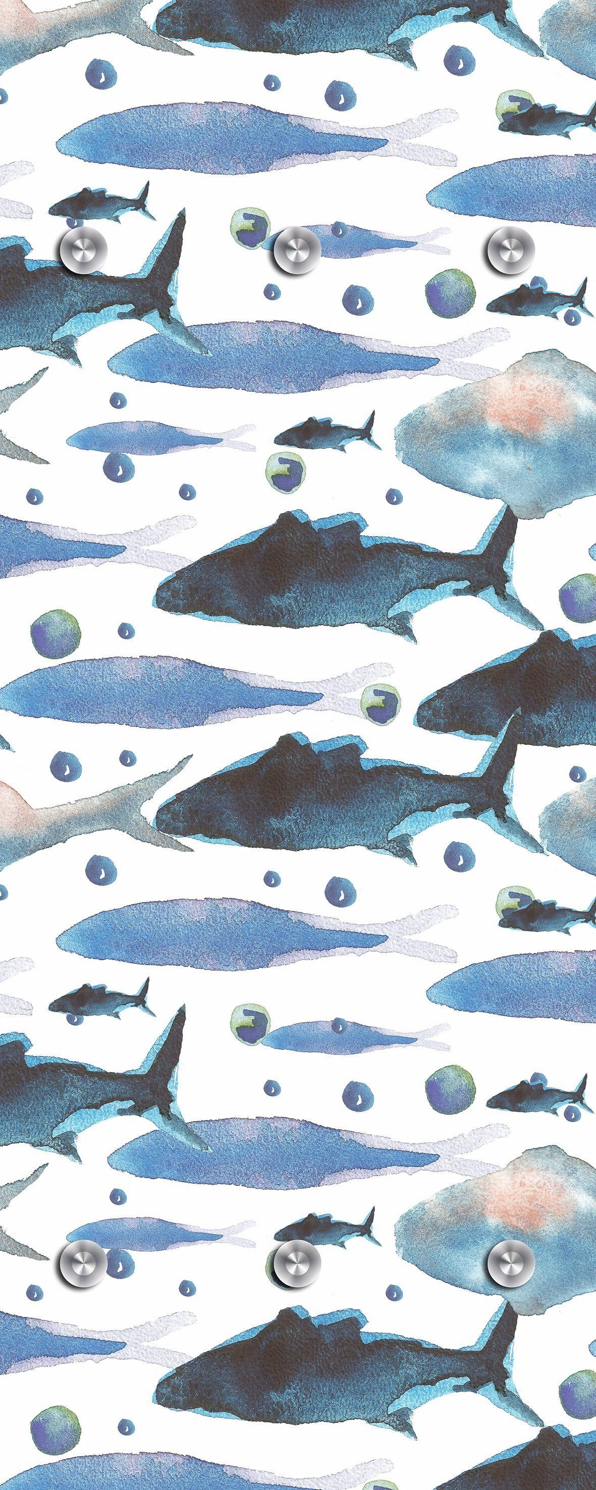 queence Garderobenleiste Fische, mit 6 Haken, 50 x 120 cm