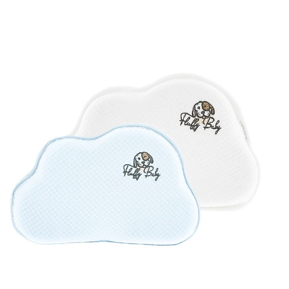 COFI 1453 Babykissen Ergonomisches Babykissen gegen Plattkopf – Memory Schaum & 2 Bezüge, Ergonomische Mulde, Memory-Schaum, Wolken-Design, inkl. 2 Bezüge