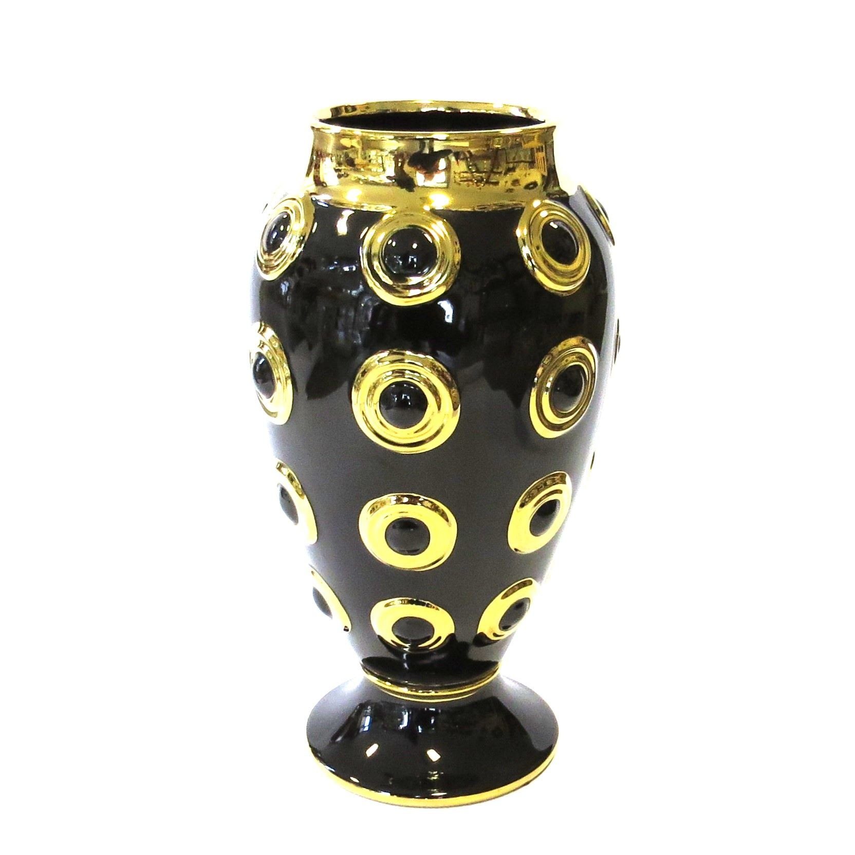 Stil 46 Vase cm Glänzend Dekovase Gold Countryfield Schwarz Groß Keramik