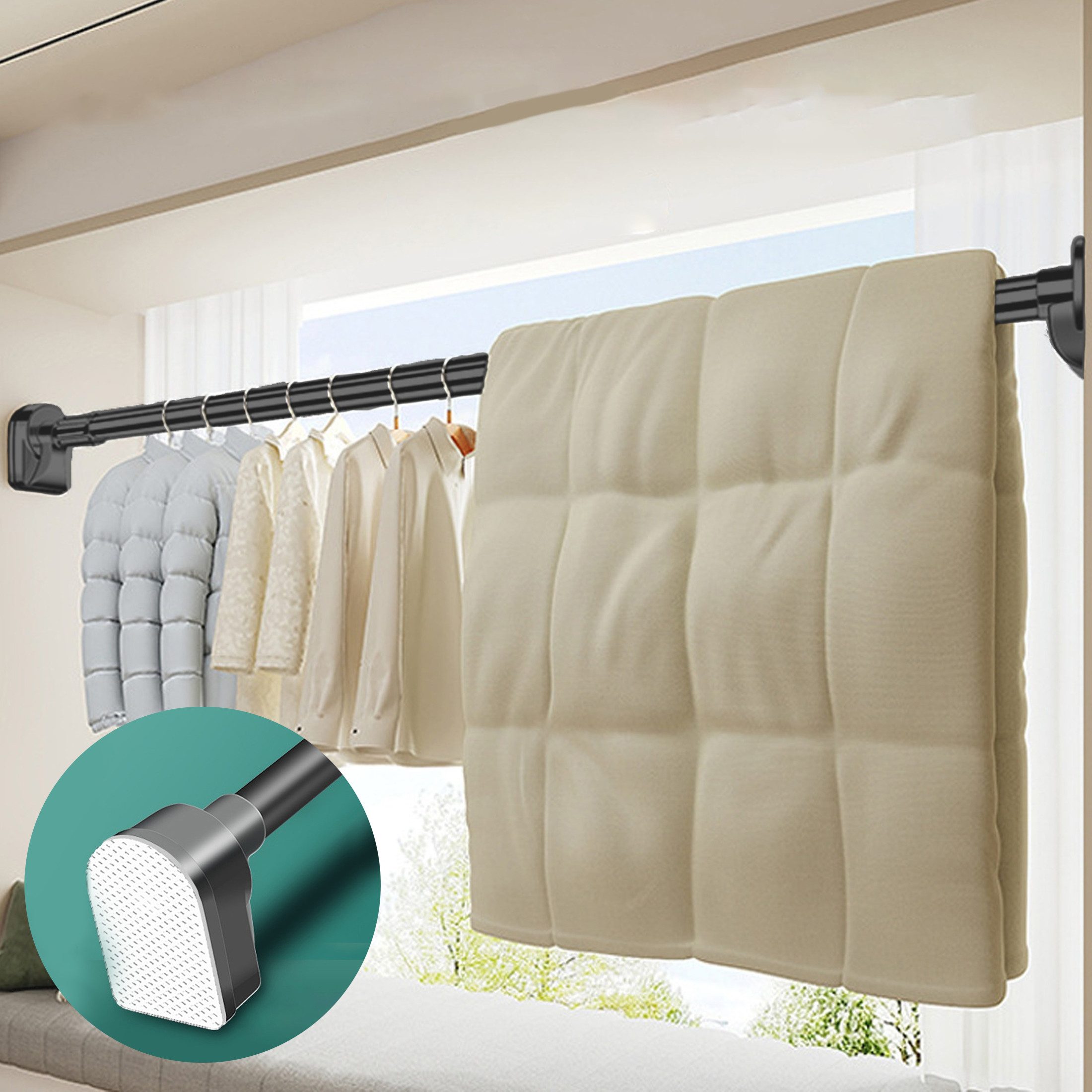 YINDN Kleiderstange 90-160cm Teleskopschrankstange, Ohne Bohren günstig online kaufen