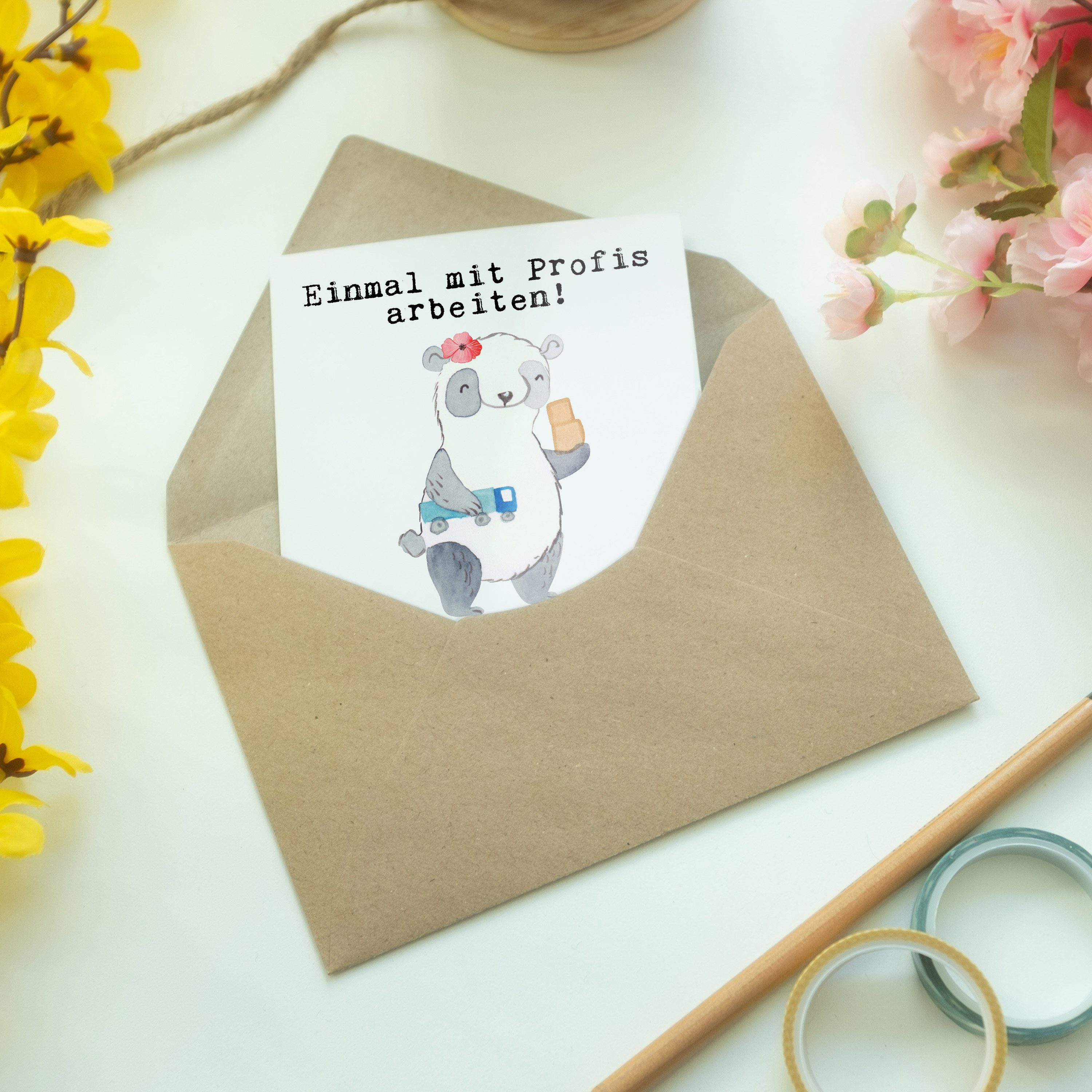 Mr. & Mrs. Panda Grußkarte Berufskraftfahrerin aus Leidenschaft - Weiß - Geschenk, Einladungskar
