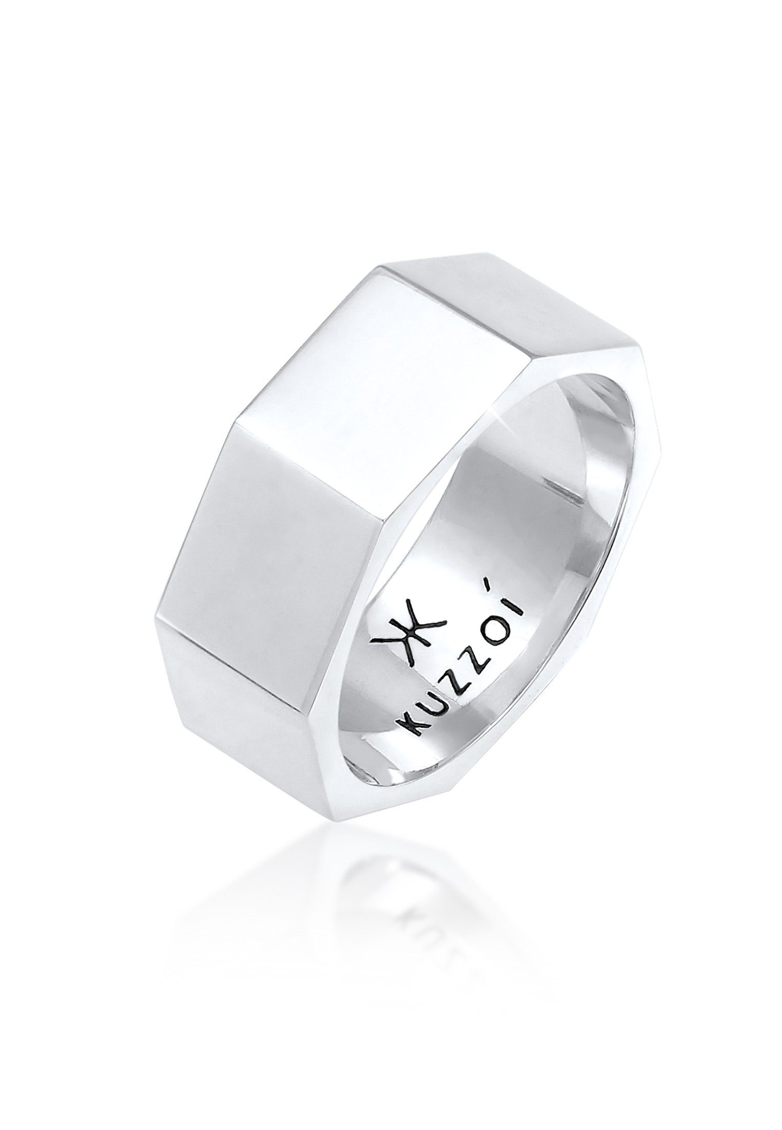 Silberring Herren Bandring Achteck Breit 925 Silber
