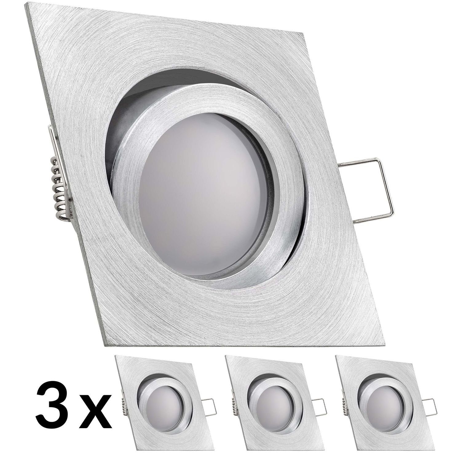 LEDANDO LED Einbaustrahler 3er Aluminium LED MR16 Einbaustrahler LED natur / Set mit Marken GU5.3