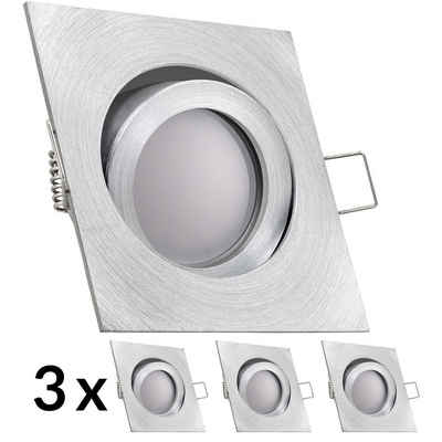 LEDANDO LED Einbaustrahler 3er LED Einbaustrahler Set Aluminium natur mit LED GU5.3 / MR16 Marken