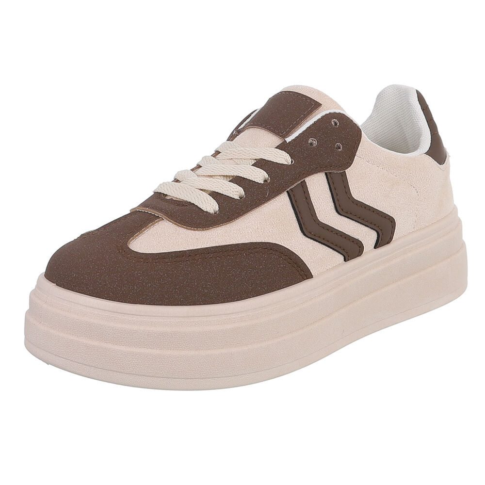 Ital-Design Bequeme Sneaker mit gepolsterter Innensohle für Alltag Sneaker (91261101) Flach Sneakers Low in Braun