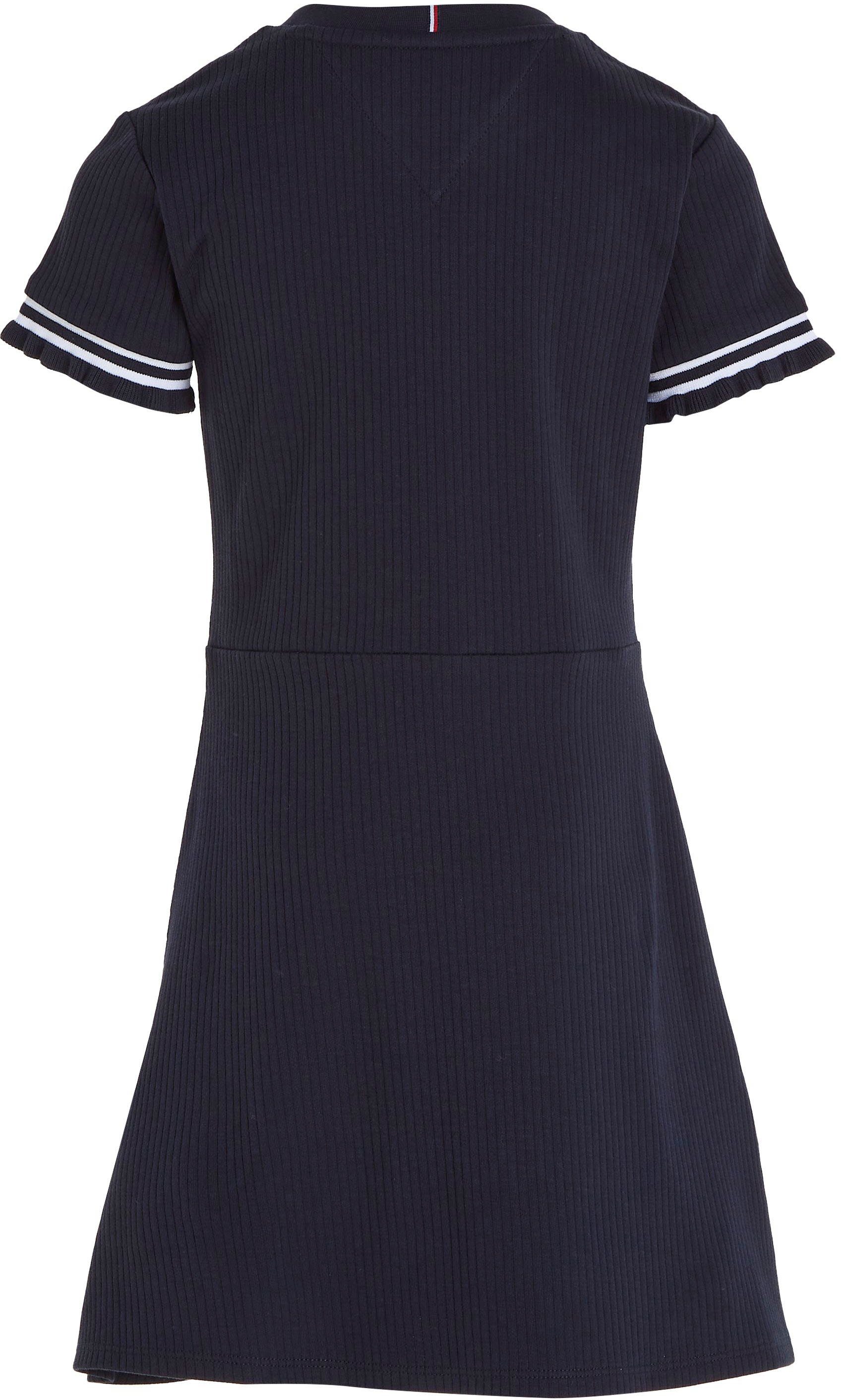 mit RIB Hilfiger Jerseykleid DRESS RUFFLE Rippenstruktur Tommy KNIT