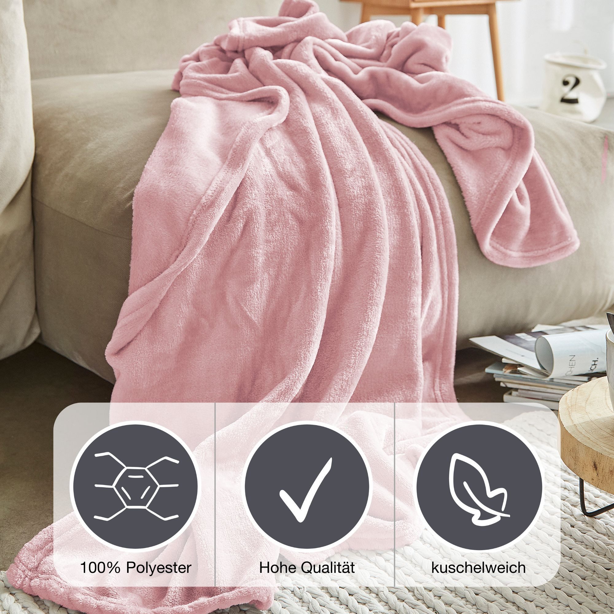 Wohndecke Uni Fleecedecke Olbia, IBENA, einfarbig günstig online kaufen