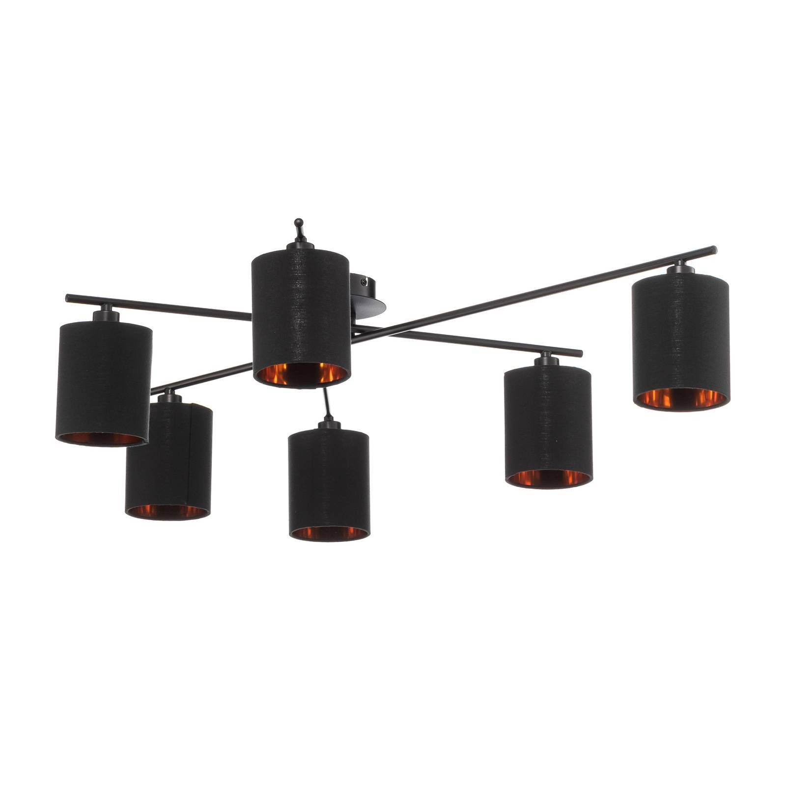 Lindby Deckenleuchten Pellinora, Metall, Schwarz IP20, 6 x 40 W