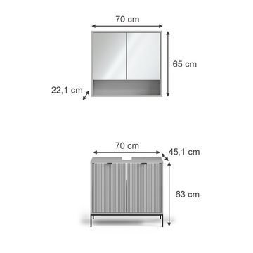 Vicco Badmöbel-Set Badezimmerschrank-Set 1 ELIZA Grau, (2-St., 2-er Set)