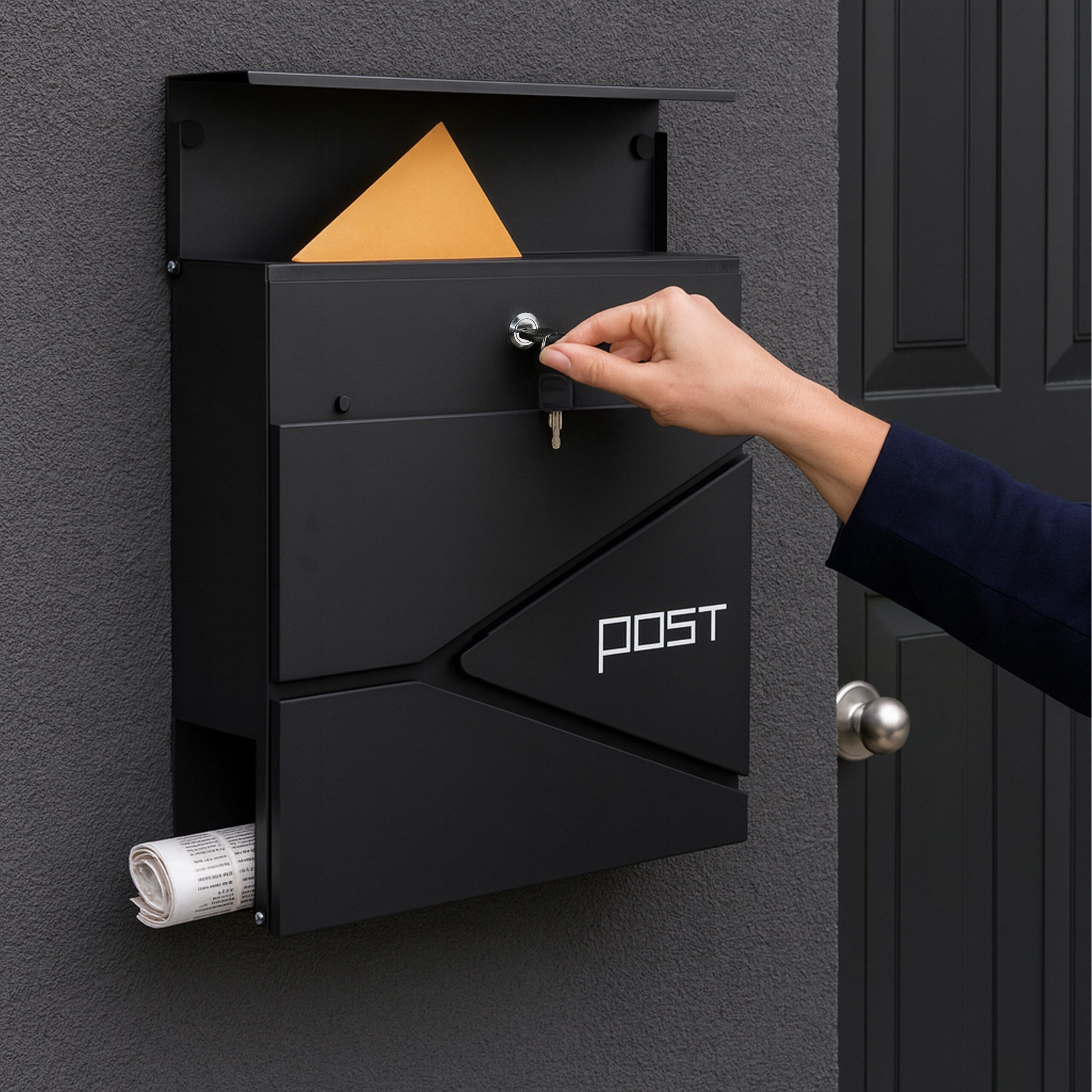 relaxdays Briefkasten mit Zeitungsfach (1-St), schwarz günstig online kaufen