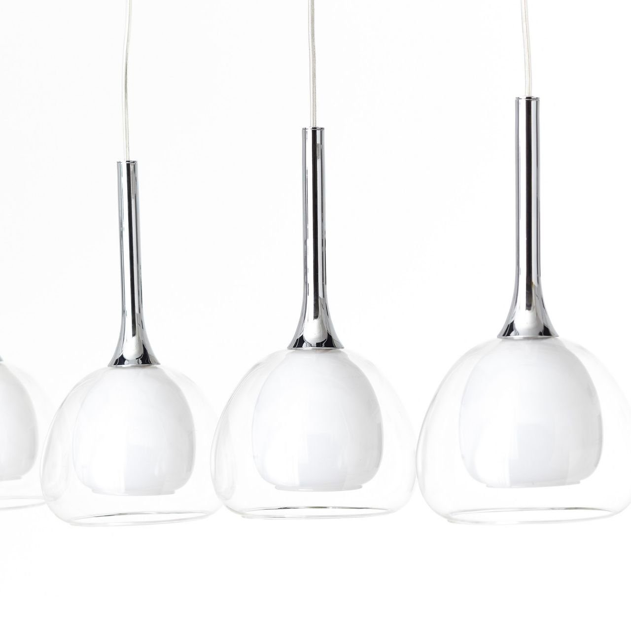 chrom/weiß-transparent Brilliant Lampe 4 4flg Hadan, Pendelleuchte Pendelleuchte E14, Hadan D45, 4x