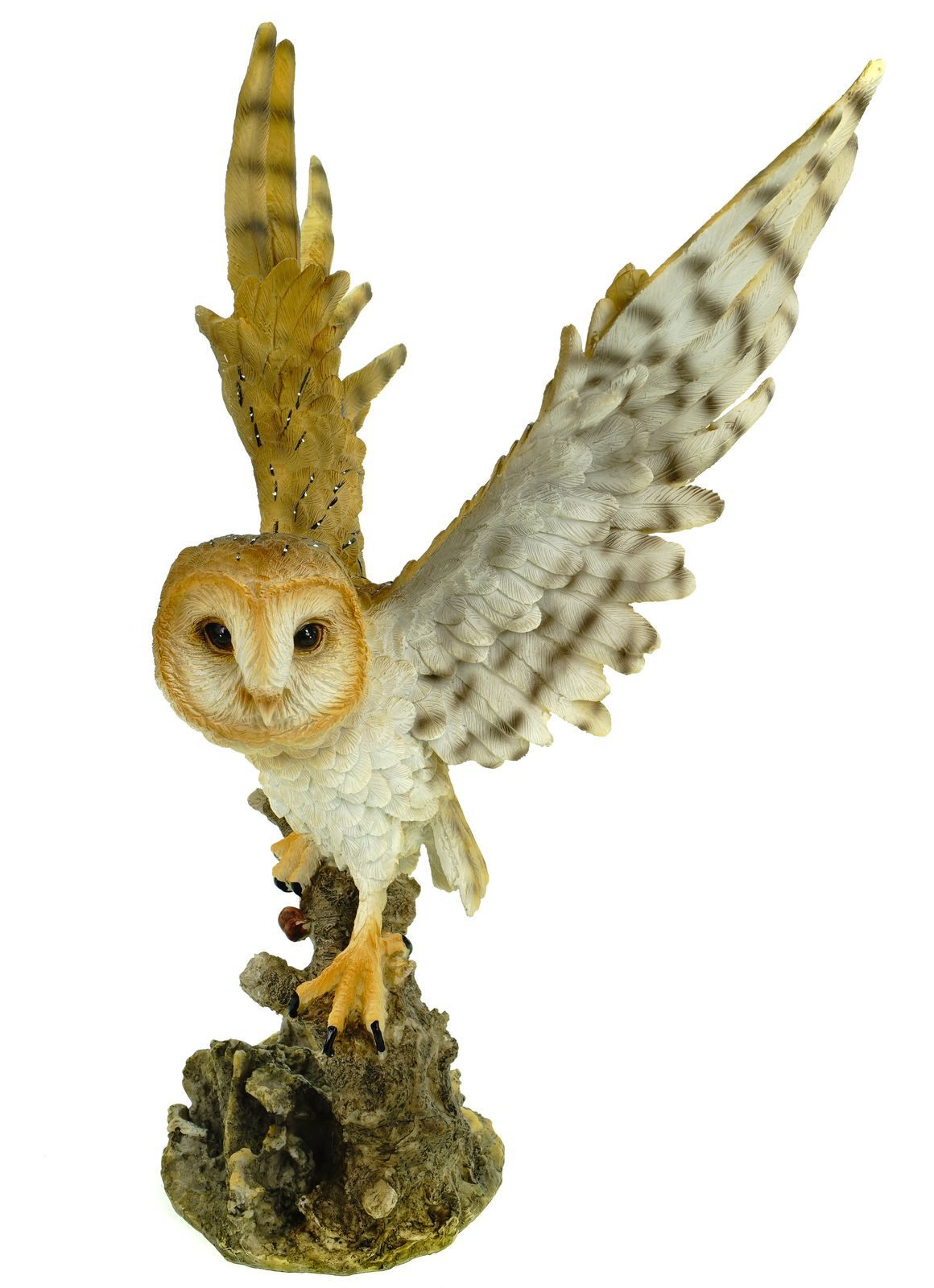 Dekofigur Große Schleiereule setzt zum Flug an 39 cm Uhu Eule Tierfigur bunt