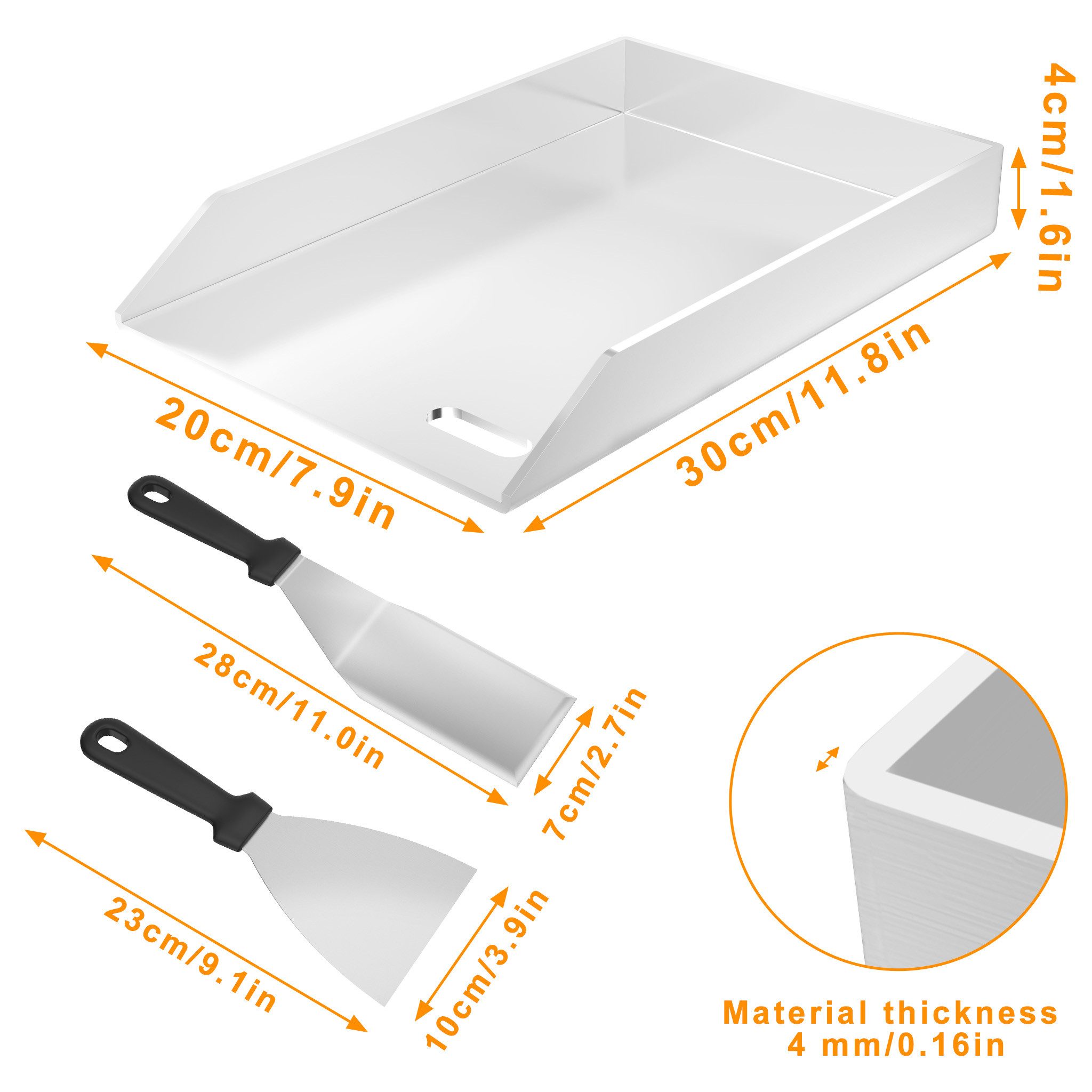 FIVMEN Grillplatte Edelstahl Grill Platte Set BBQ Plancha Gasgrills Universal Grillschale, für Gleichmäßige Hitzeverteilung Inbegriffen Grillspachtel