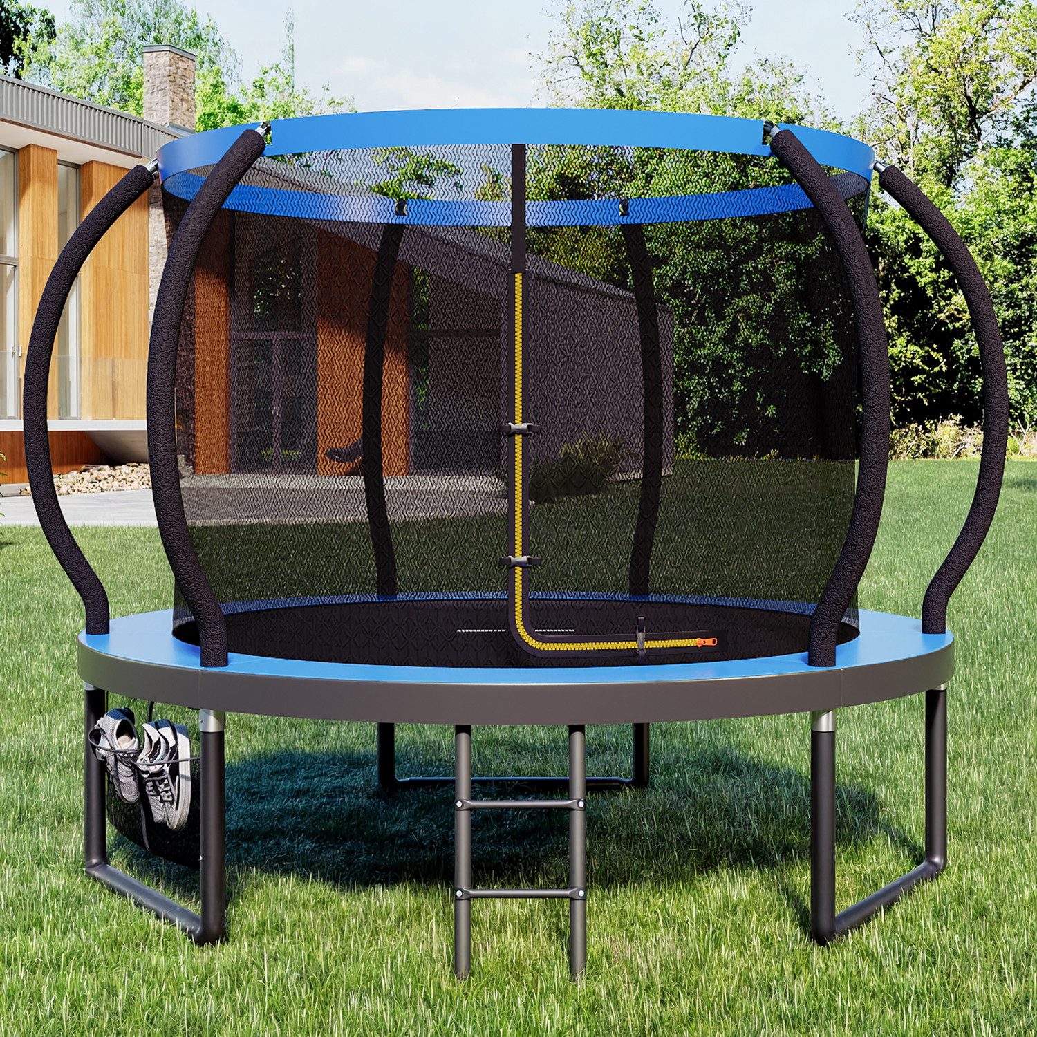 HOMALL Gartentrampolin Kindertrampolin Ø305/366, Gewicht 150kg, Ø 228 cm, (228 cm, Ø 228/305/366/427 cm, mit Sicherheitsnetz und Leiter, 360° Schutzgitter)