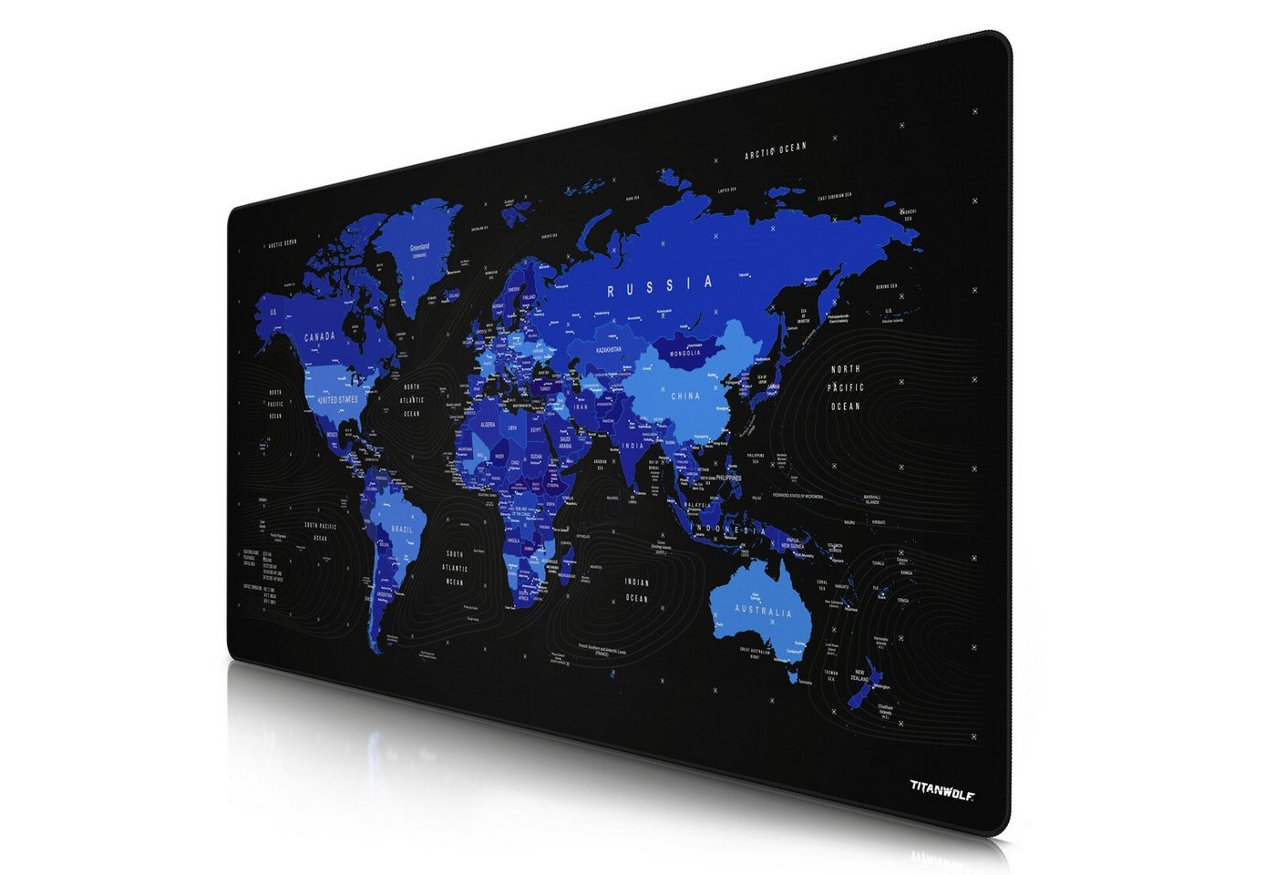 Titanwolf Gaming Mauspad XXXL Speed Mousepad 1200 x 600 x 3 mm, große Tischunterlage (1-St), rutschfest, abwaschbar, Geschwindigkeit & Präzision, Englisch blau