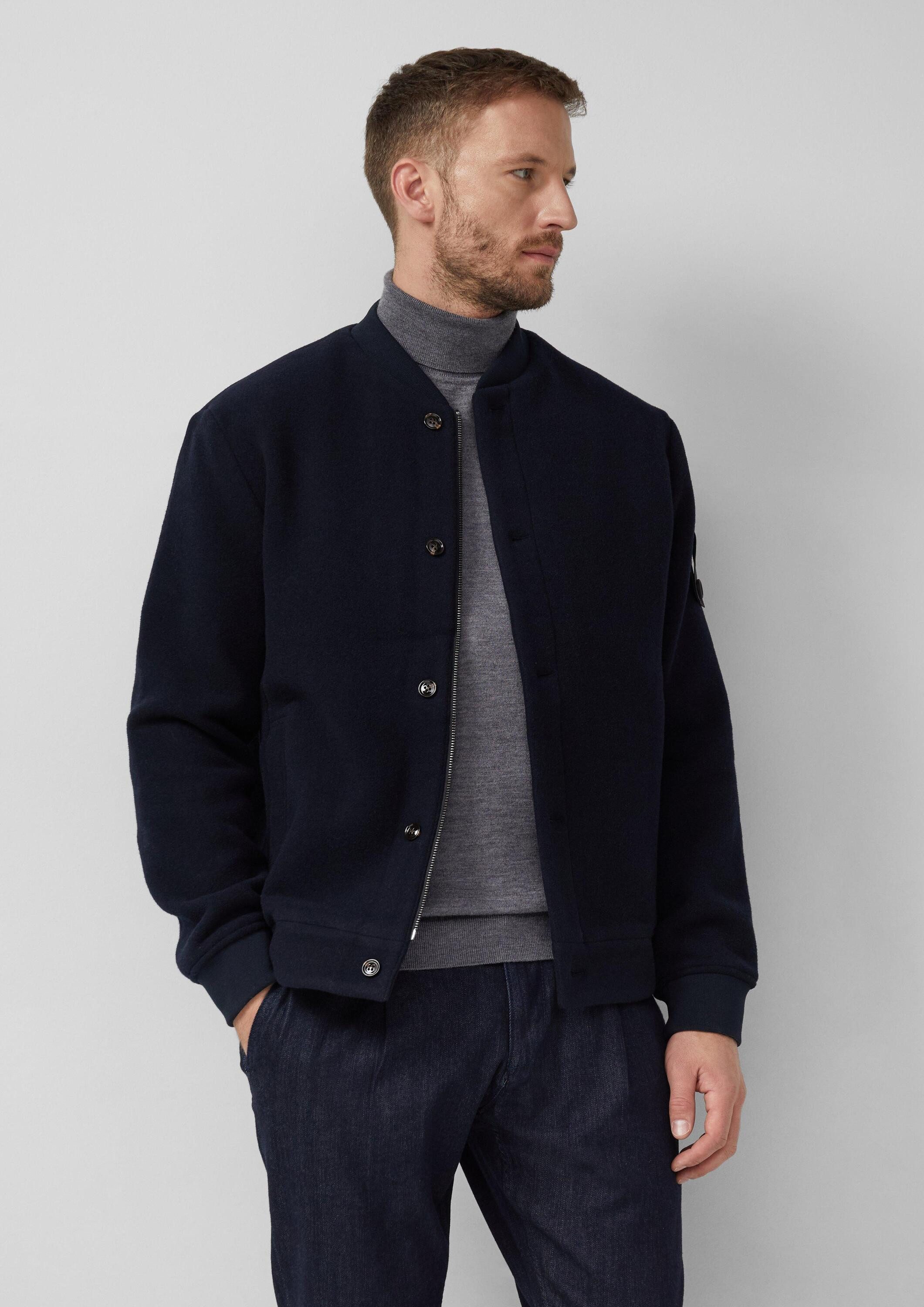 s.Oliver Funktionsjacke Outdoor-Jacke Wollmix-Blouson mit Label-Patch