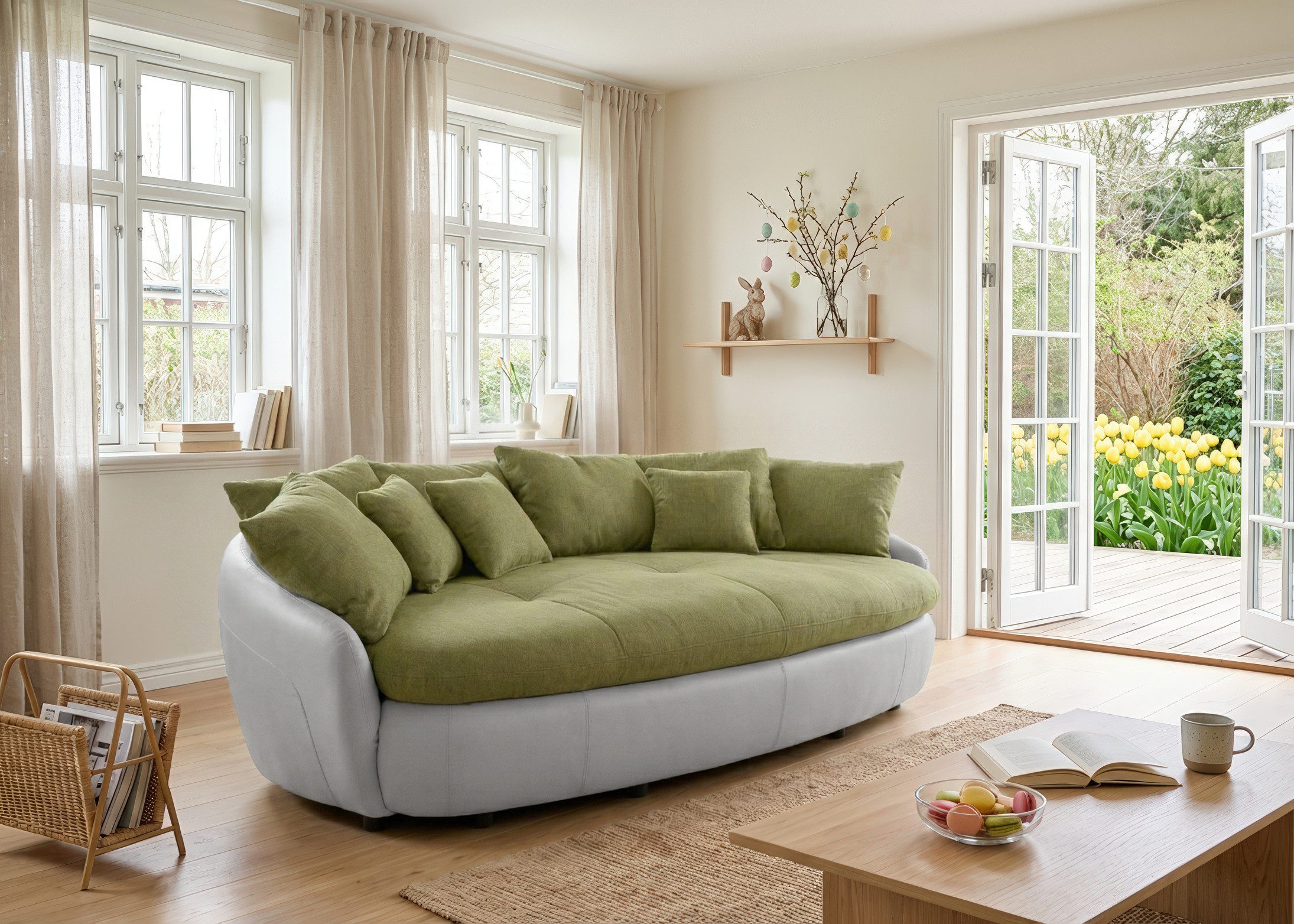 COTTA Big-Sofa Aruba, gemütliches Megasofa in XXL in organischer Form mit vielen Kissen