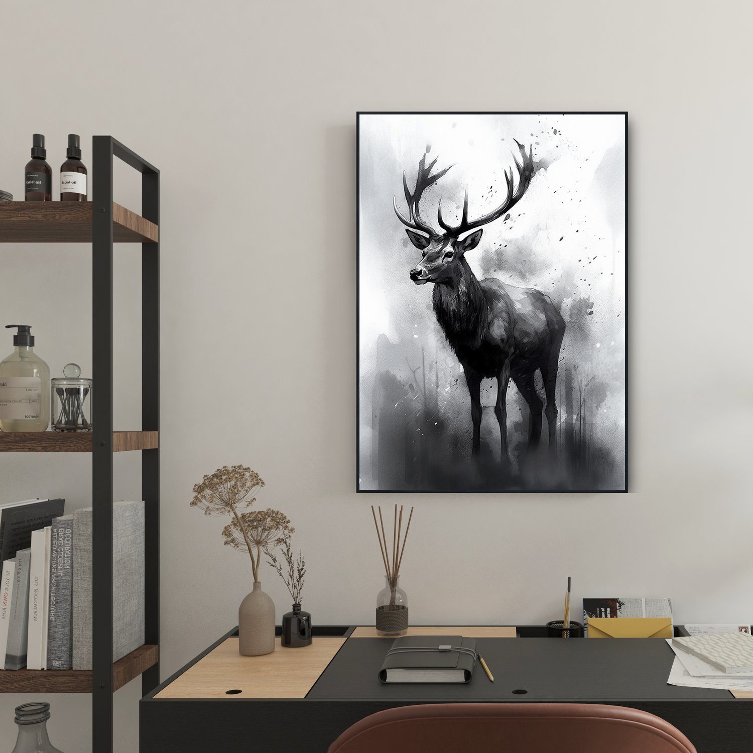 Tigerlino Poster Hirsch Wandposter Wandbild Hirsch Kunstdruck Natur Wanddek günstig online kaufen