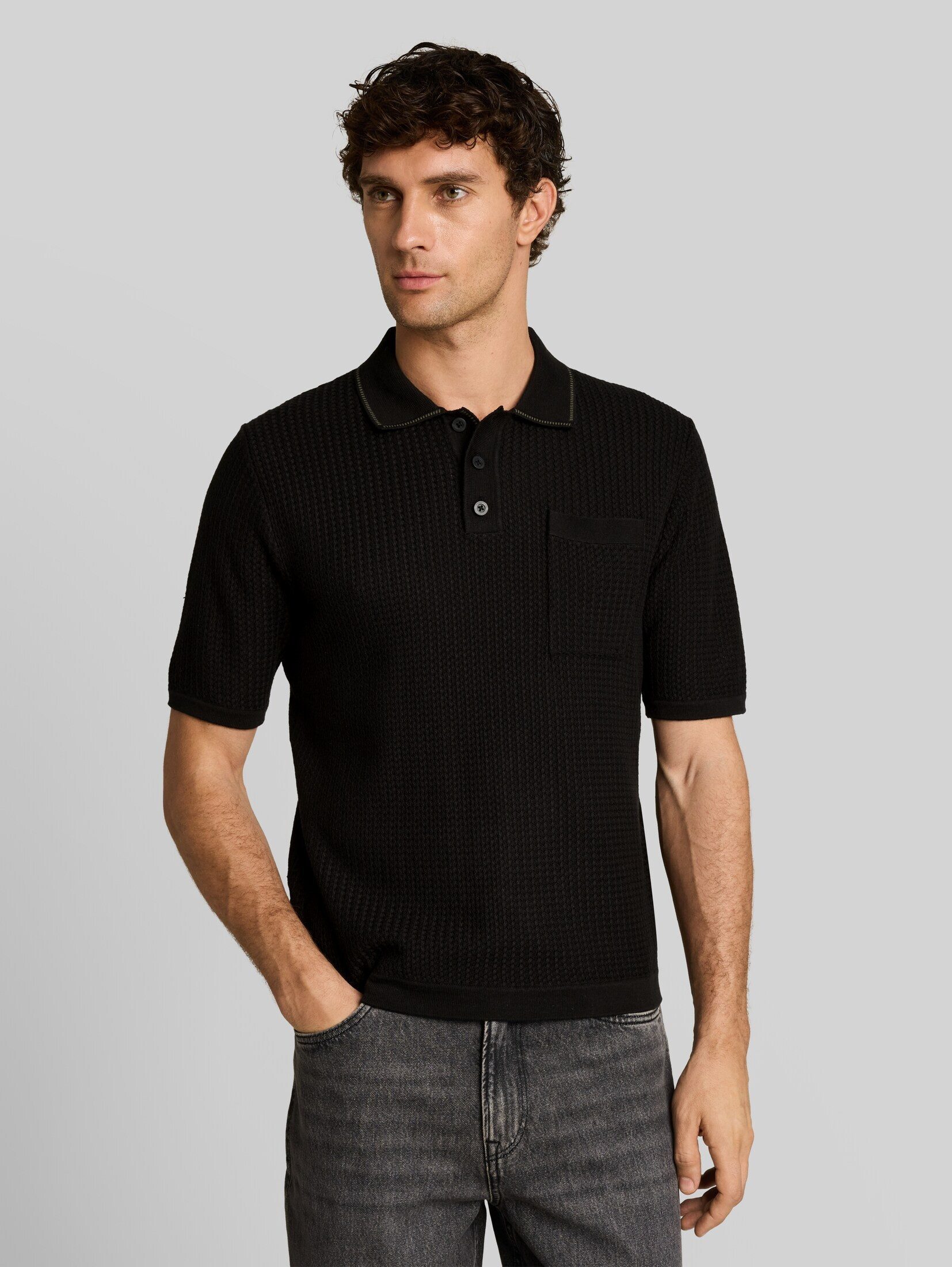 TOM TAILOR Denim T-Shirt Pullover & Strickjacken Relaxed Fit Strick-Poloshirt mit Brusttasche