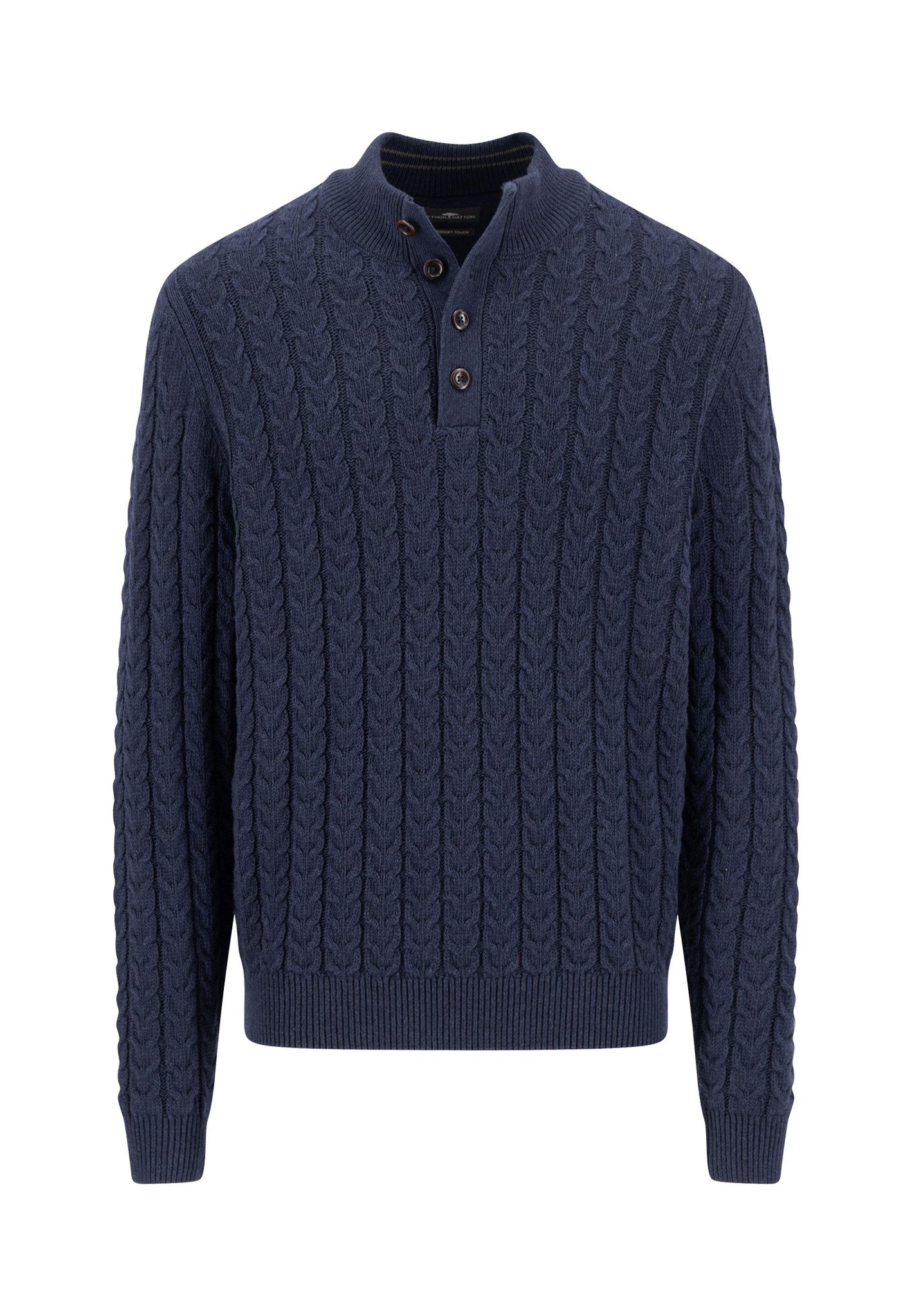 FYNCH-HATTON Troyer Strickpullover mit Zopfmuster und Knopfleiste, Woll-Ant günstig online kaufen