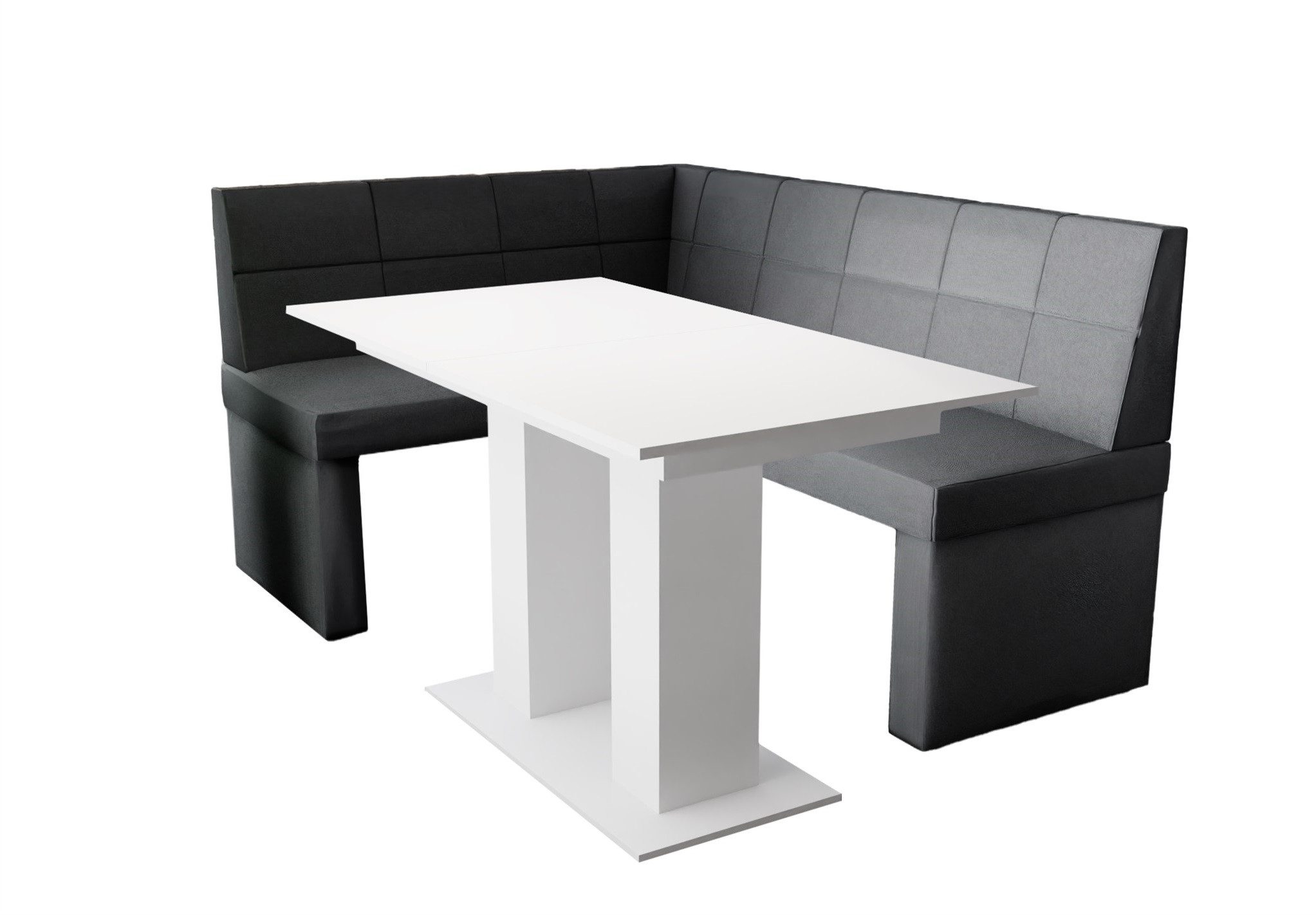 Fun Möbel Eckbankgruppe Eckbankgruppe „BLAKE“ Größe 168x128cm mit Tisch Weiß matt, ausziehbarer Tisch