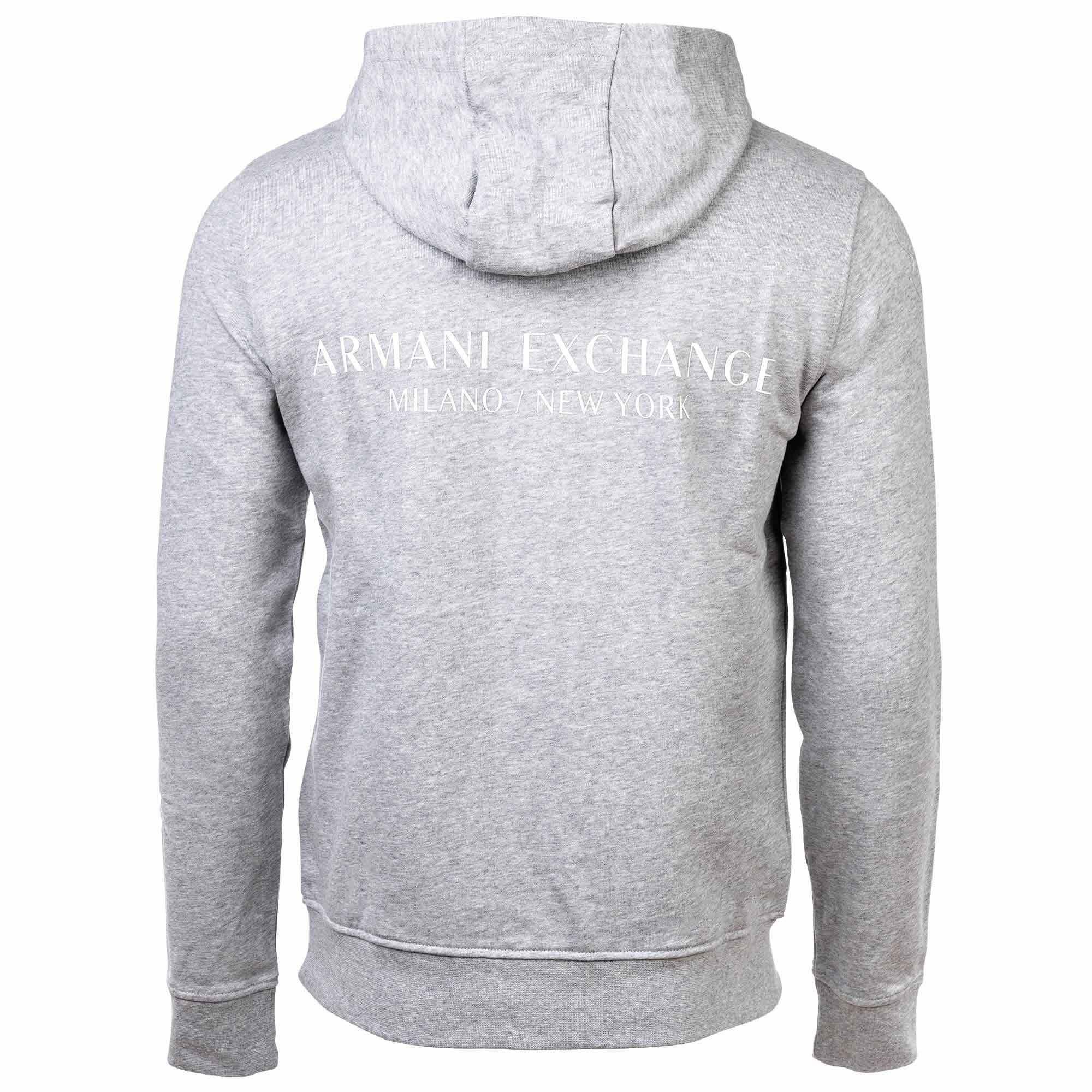 Herren EXCHANGE Logo, - Kapuze, Grau uni Sweatshirt meliert Hoodie, Sweatshirt ARMANI