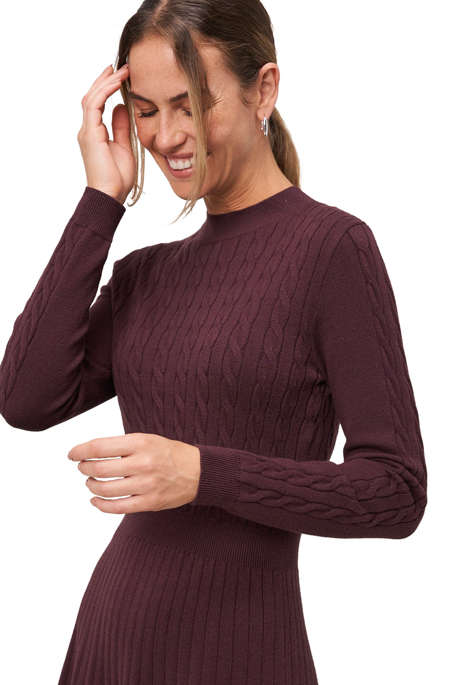 Zero Strickkleid Damen mit Zopfmuster strukturiert