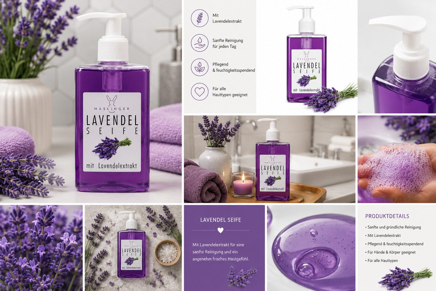Haslinger Flüssigseife Lavendel, 1-tlg., mit Spender 250 ml