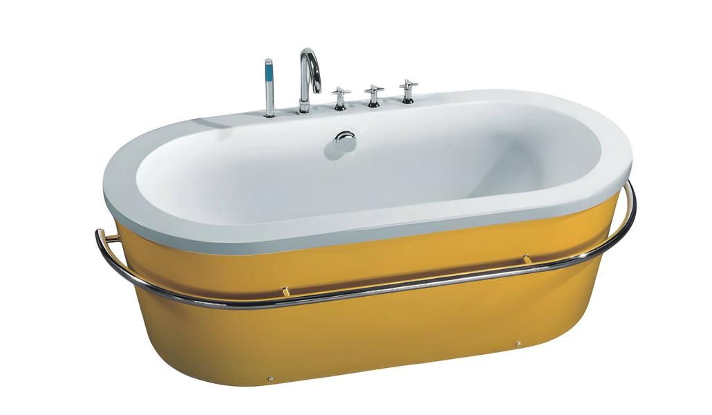 JVmoebel Badewanne Luxus Acryl Komfortwanne 180x82 cm Gelb - Einbau Pflegewanne, Made in Europe