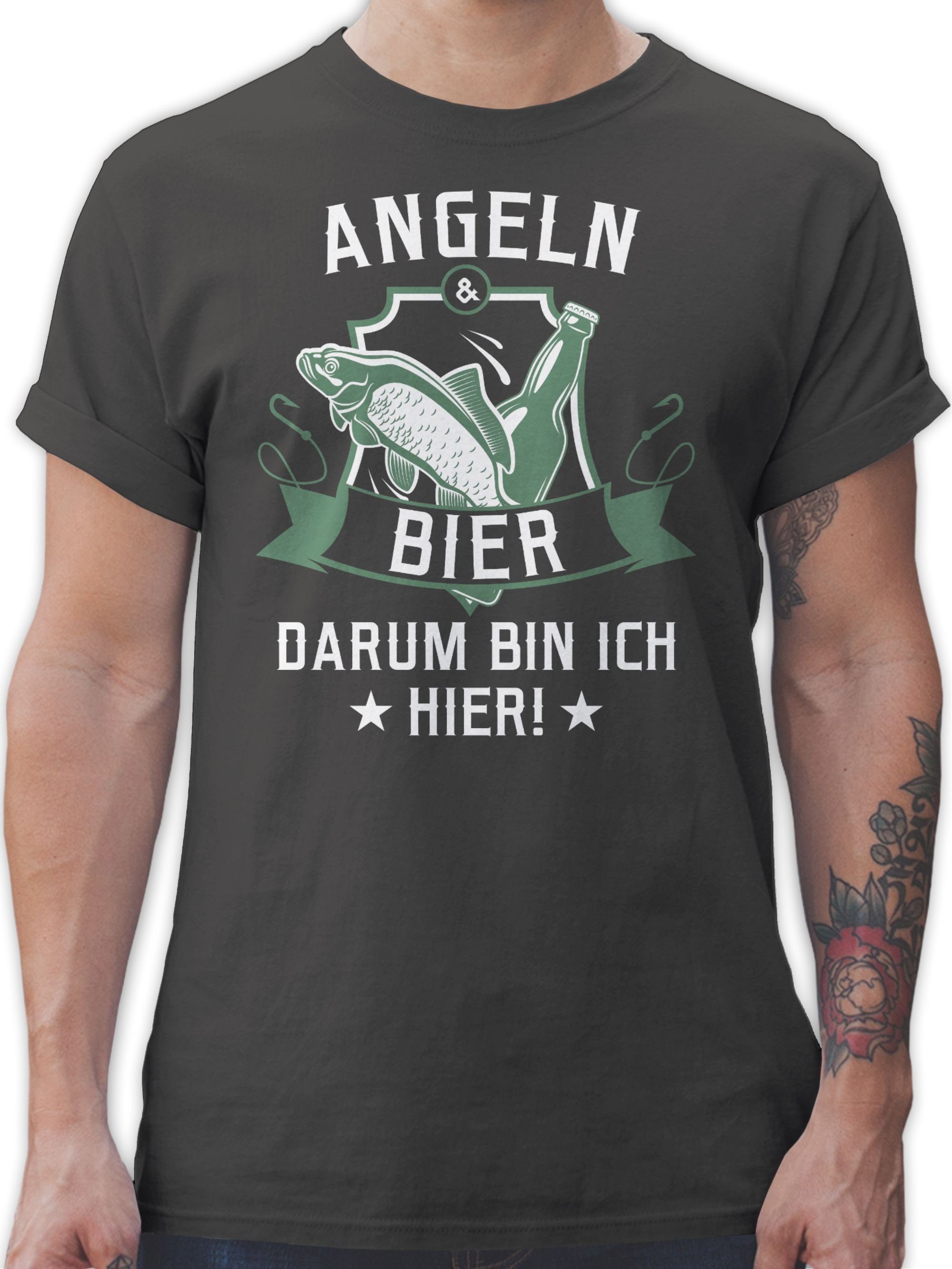 Geschenke Angeln 2 Angler und Dunkelgrau Shirtracer Bier T-Shirt