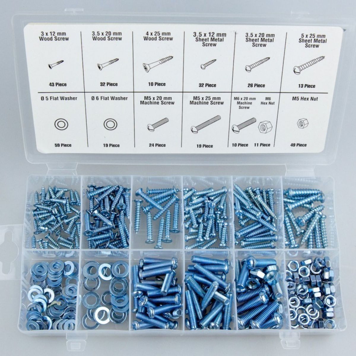 Benson Tools Schrauben-Set Schrauben und Muttern Sortiment 347tlg verzinkt Holz- & Blechschrauben, (347 St), universell nutzbar