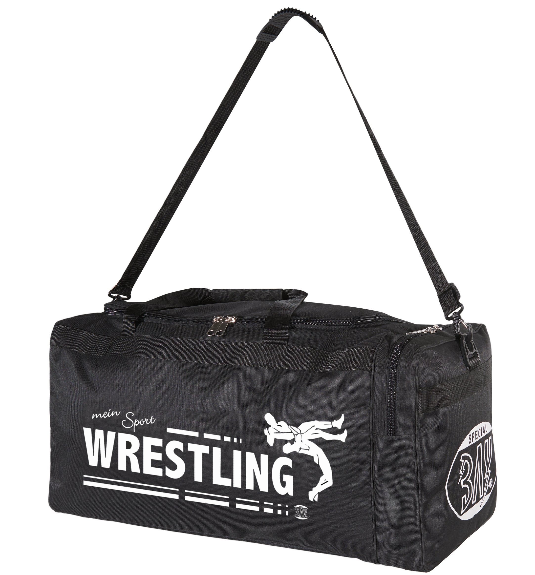BAY-Sports Sporttasche Trainingstasche mein Sport Wrestling Wrestler Catchen Ringen schwarz (Stück), 70 cm, auffälliger und aufwendigen Druck