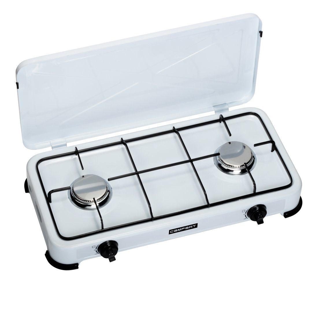 Campart Gaskocher FireFriend KO-6382 Gas-Campingkocher – 2 Brenner – 2 x 1500 Watt – Wei, 2 Brenner - Totale Leistung: 3 kW