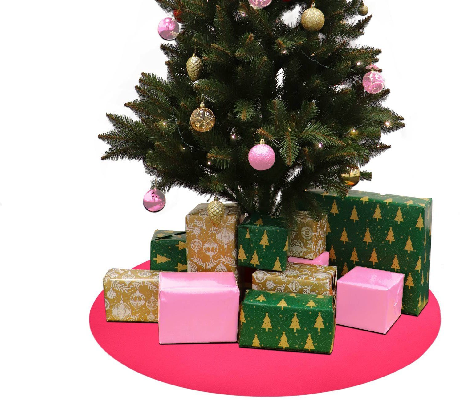 Baumteppich Weihnachtsbaum Unterlage "REVExpo", Primaflor-Ideen in Textil, rund, Höhe: 5 mm, in 3 Größen, Uni-Farben, Nadelvlies, für Weihnachtsbaum, Adventskranz pink