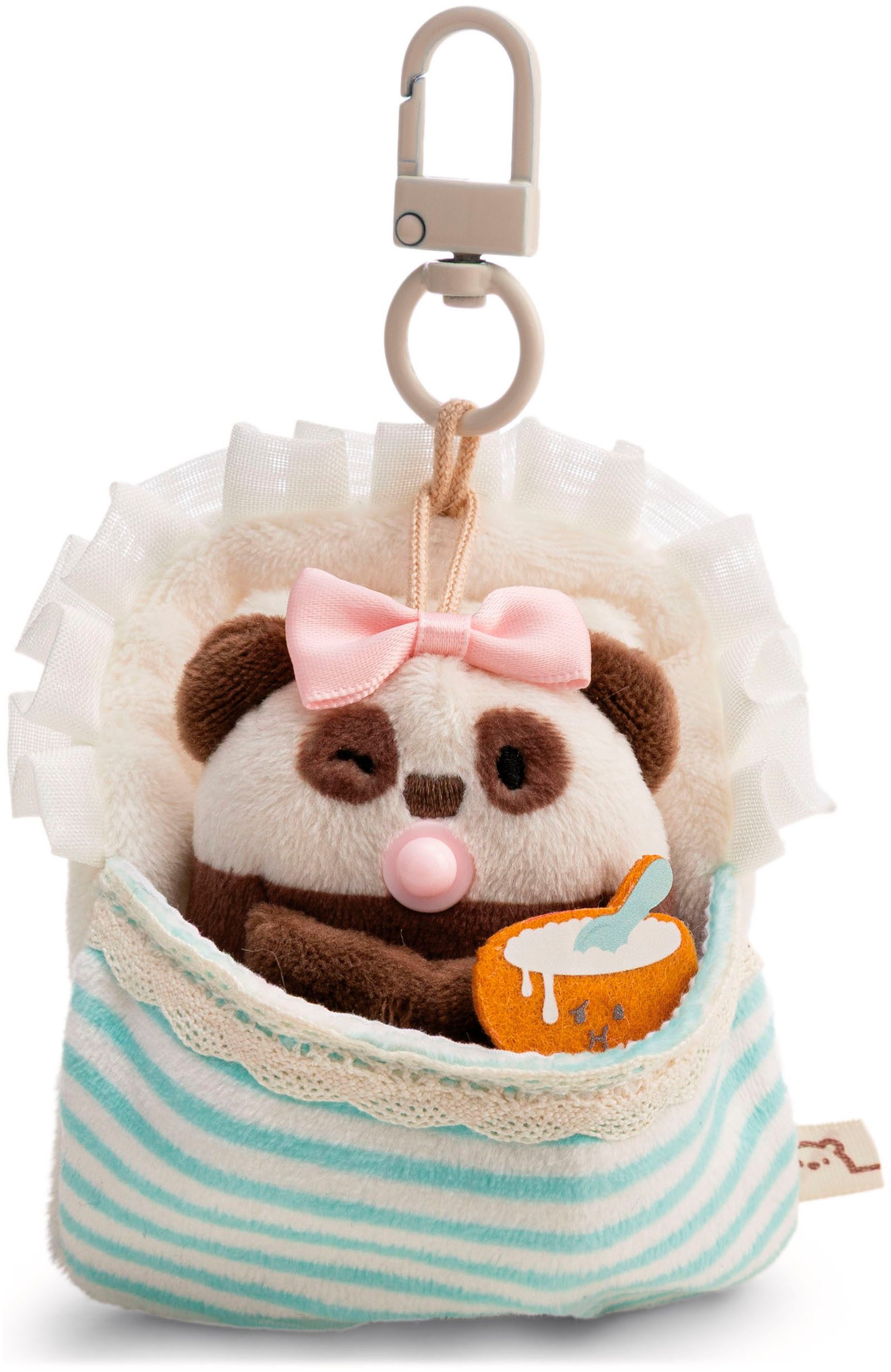 Nici Kuscheltier mymochi, Set Panda Kono 7cm mit Breischale & Bettchen mit Karabiner (Set), in Geschenkbox