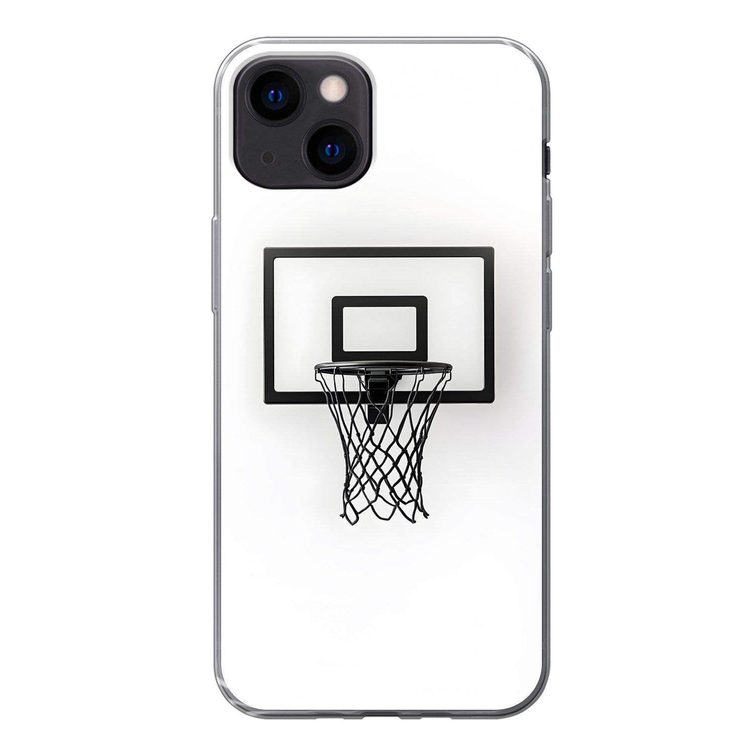 MuchoWow Handyhülle für Apple iPhone 13 mini Basketballbrett - Minimalistisch - Schwarz, Smartphone-Bumper, Print, Handy Schutzhülle Dünn
