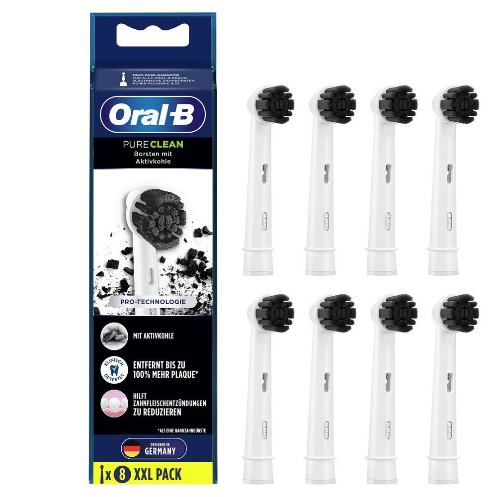 Oral-B Aufsteckbürsten Pure Clean mit Aktivkohle - 8er Pack - weiß